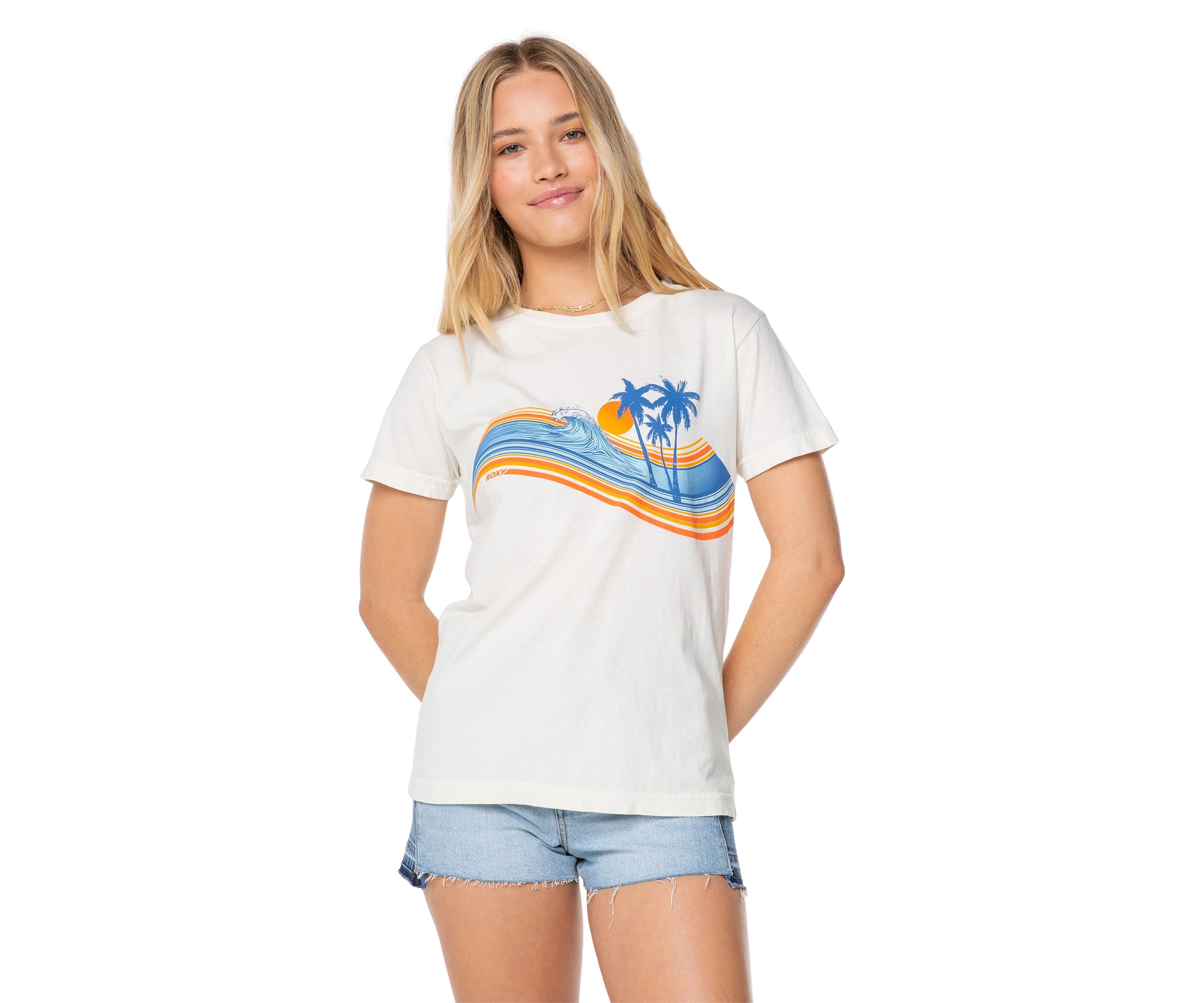 Womens Wave Stripe Graphic T-Shirt