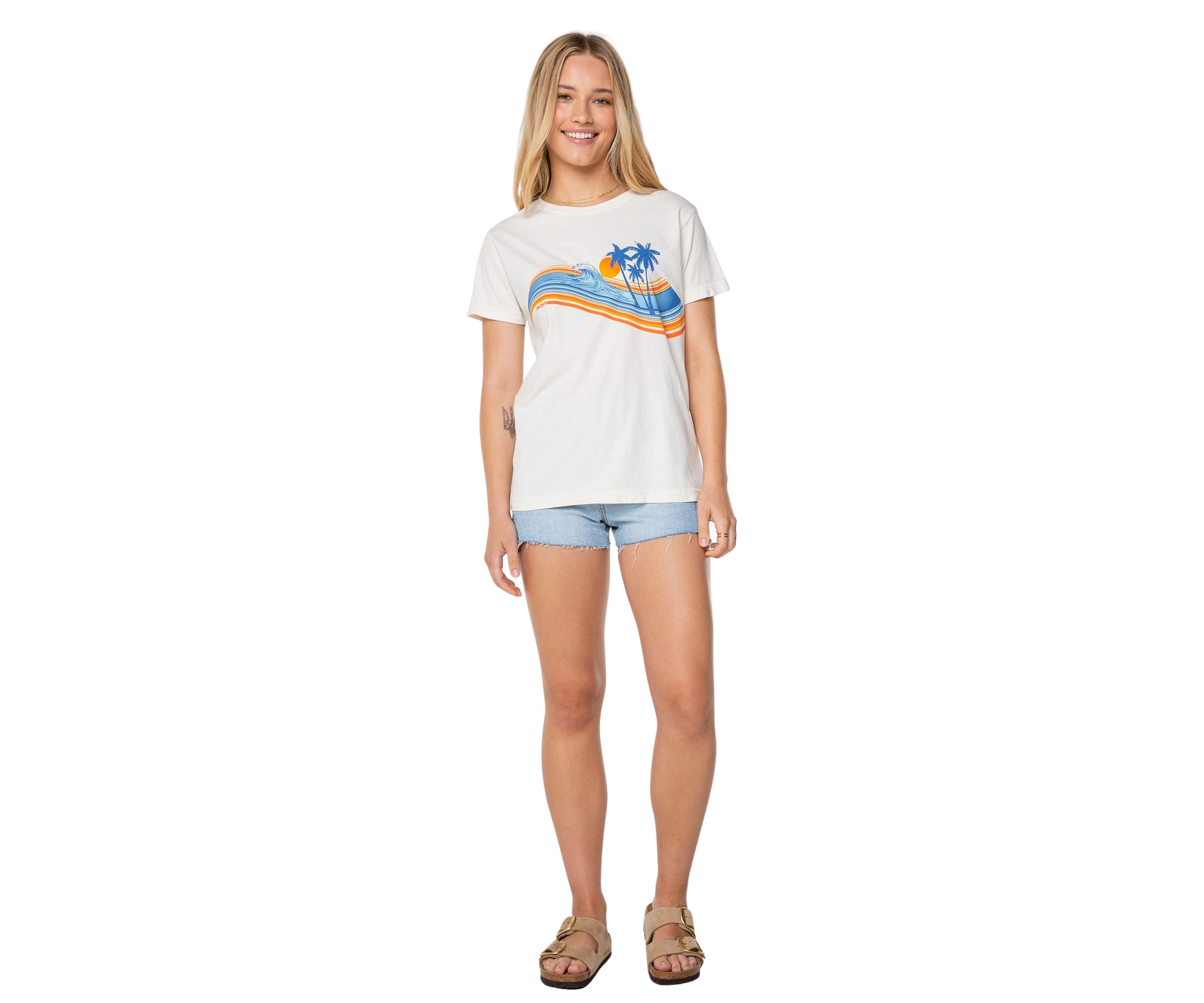 Womens Wave Stripe Graphic T-Shirt
