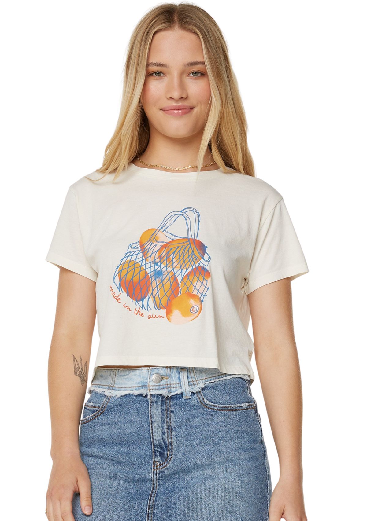 Womens Made in the Sun Graphic Cropped T-Shirt