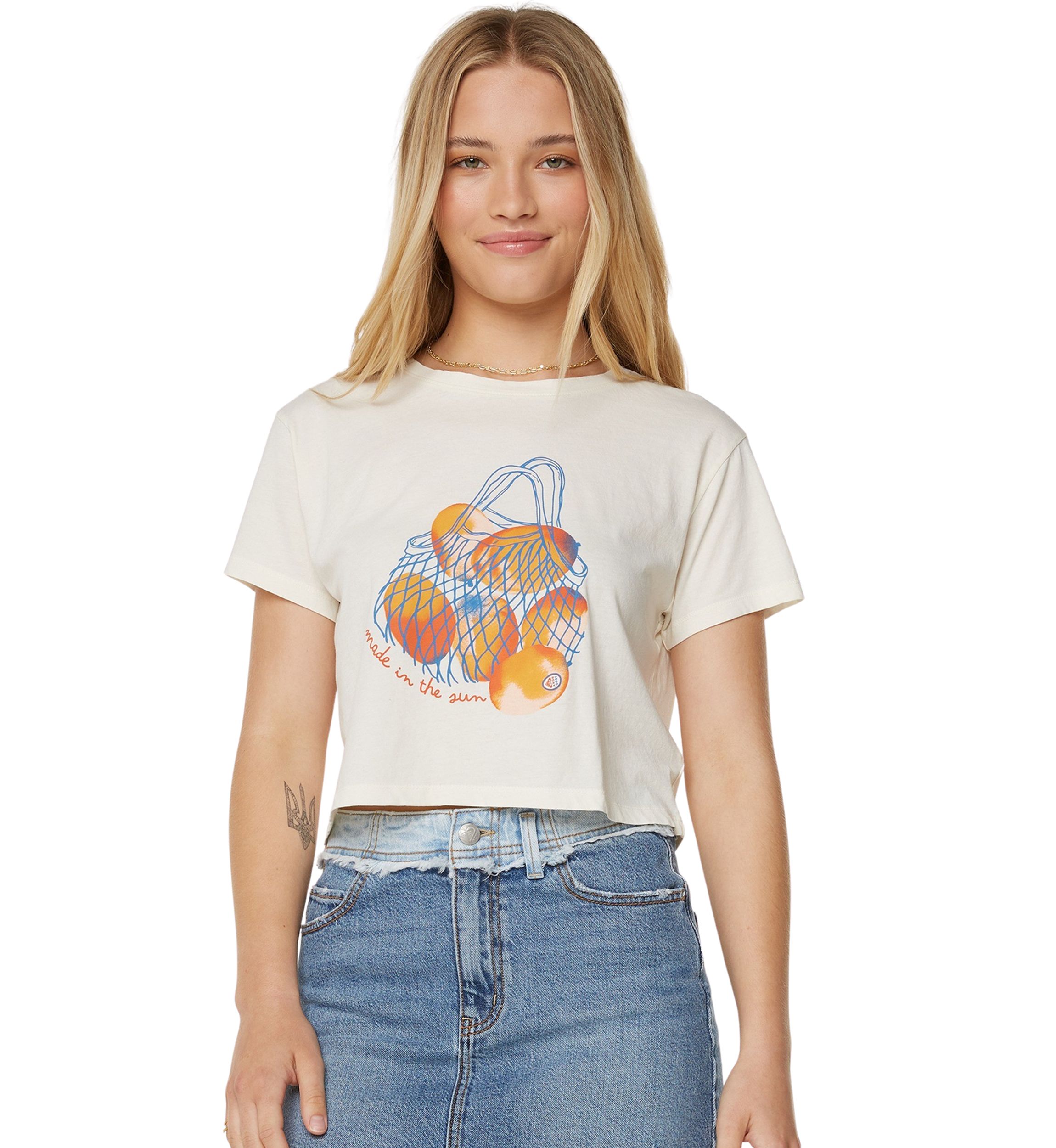 Womens Made in the Sun Graphic Cropped T-Shirt