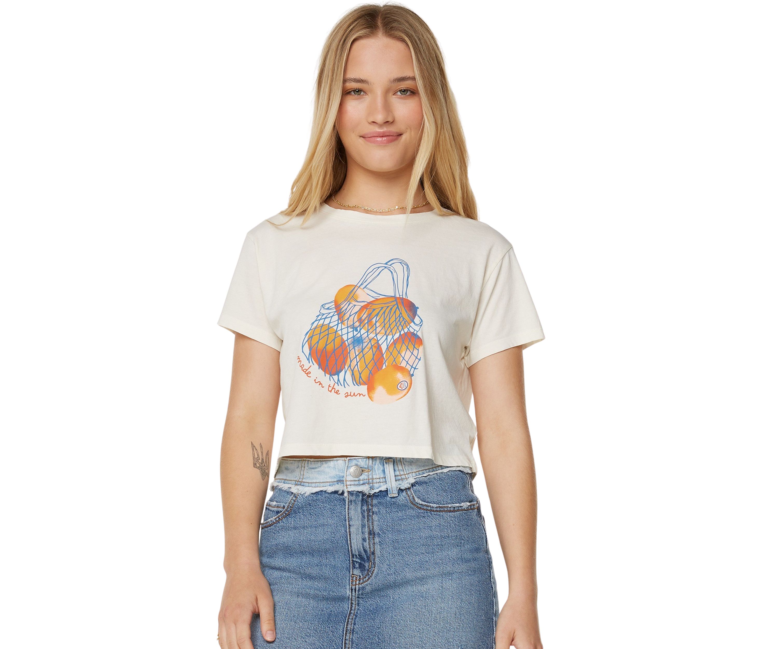 Womens Made in the Sun Graphic Cropped T-Shirt