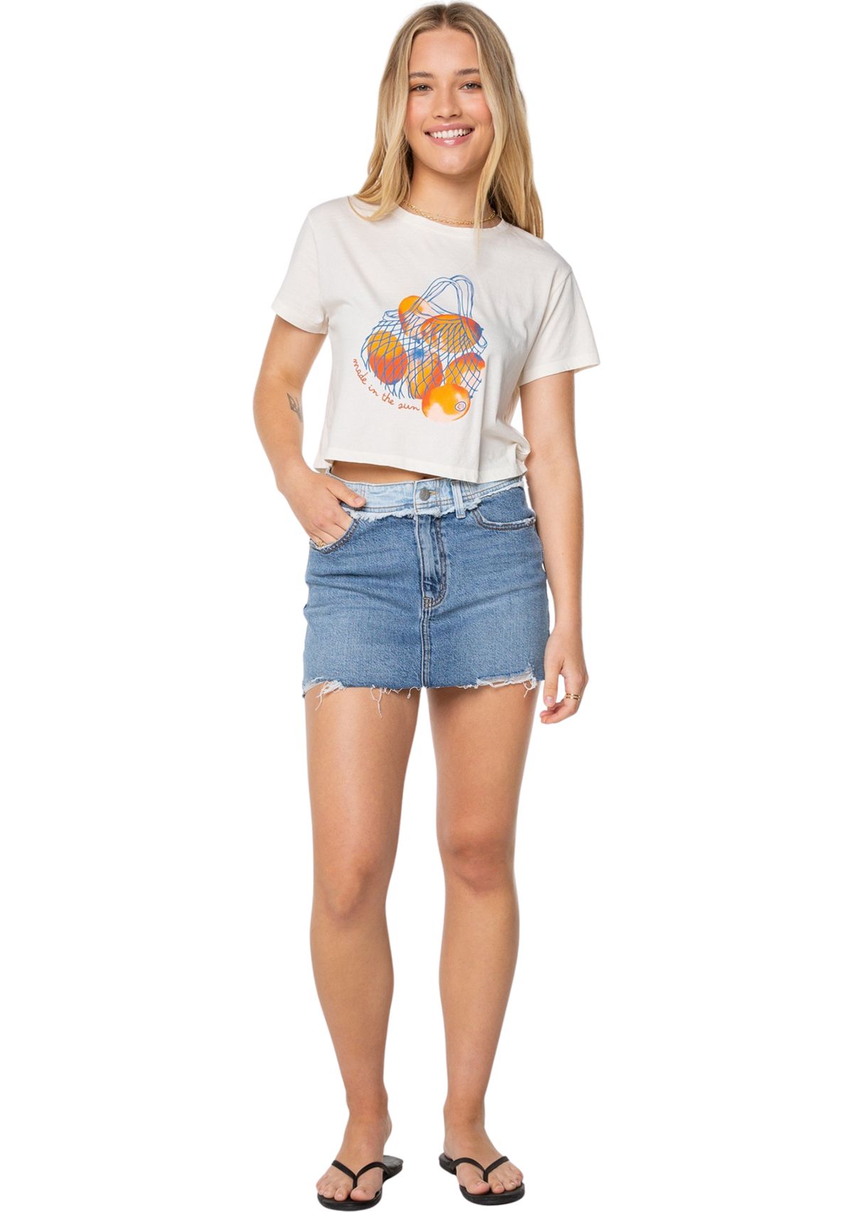 Womens Made in the Sun Graphic Cropped T-Shirt