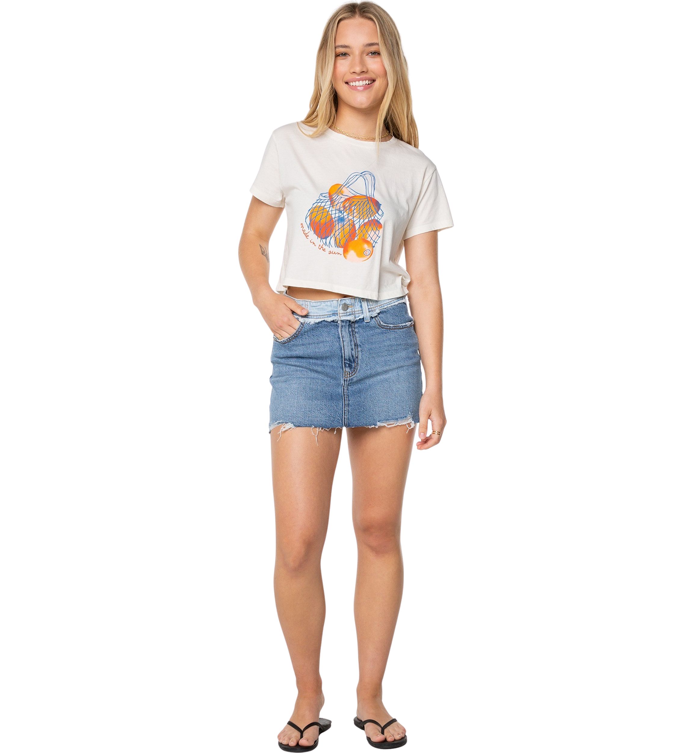 Womens Made in the Sun Graphic Cropped T-Shirt