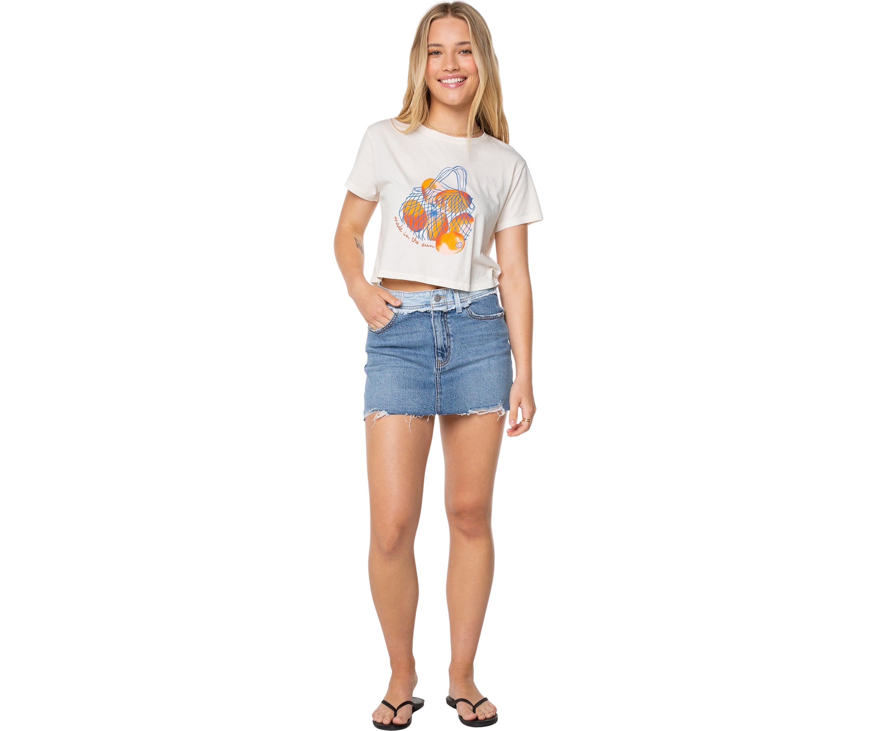 Womens Made in the Sun Graphic Cropped T-Shirt