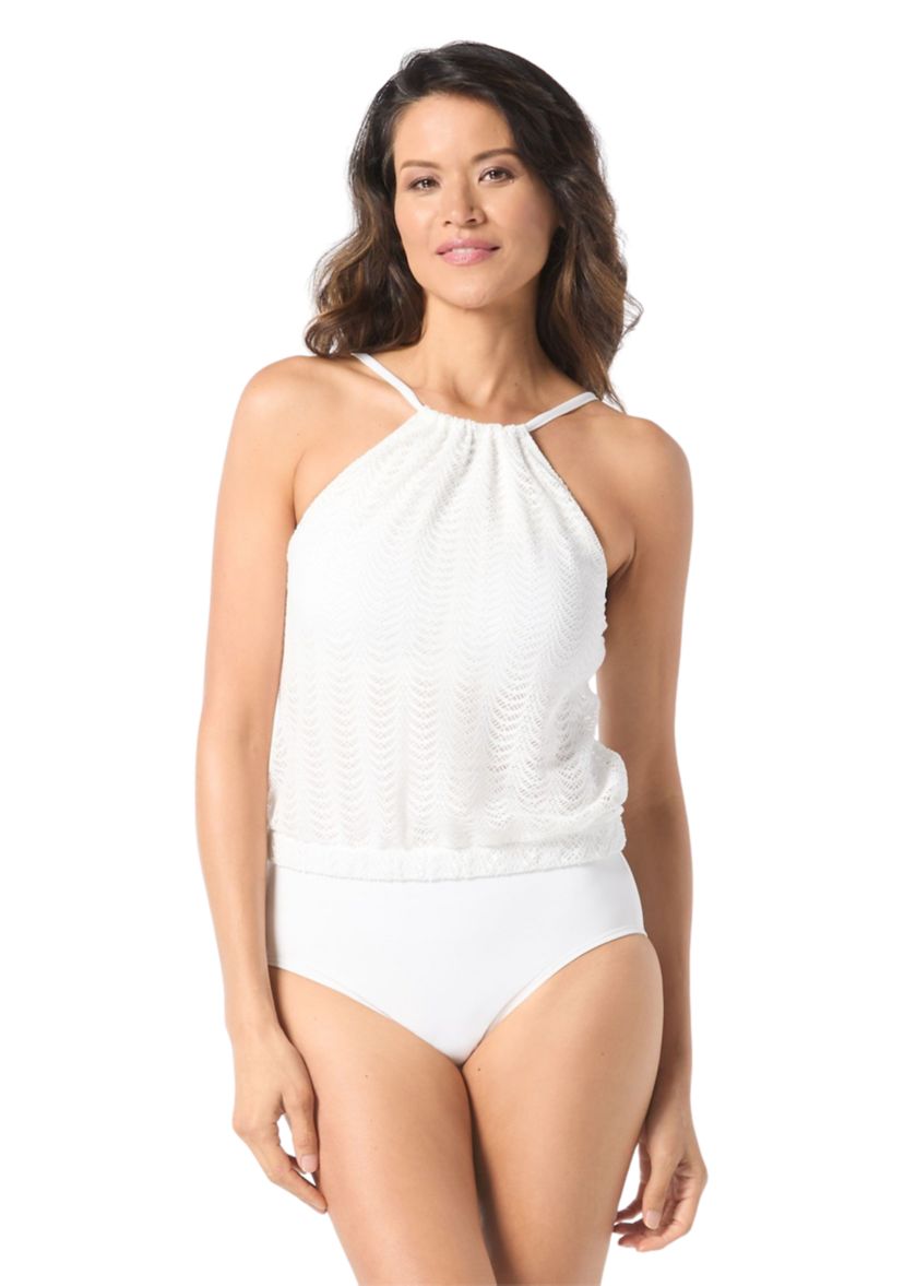 Solid Wave Crochet Swim Top
