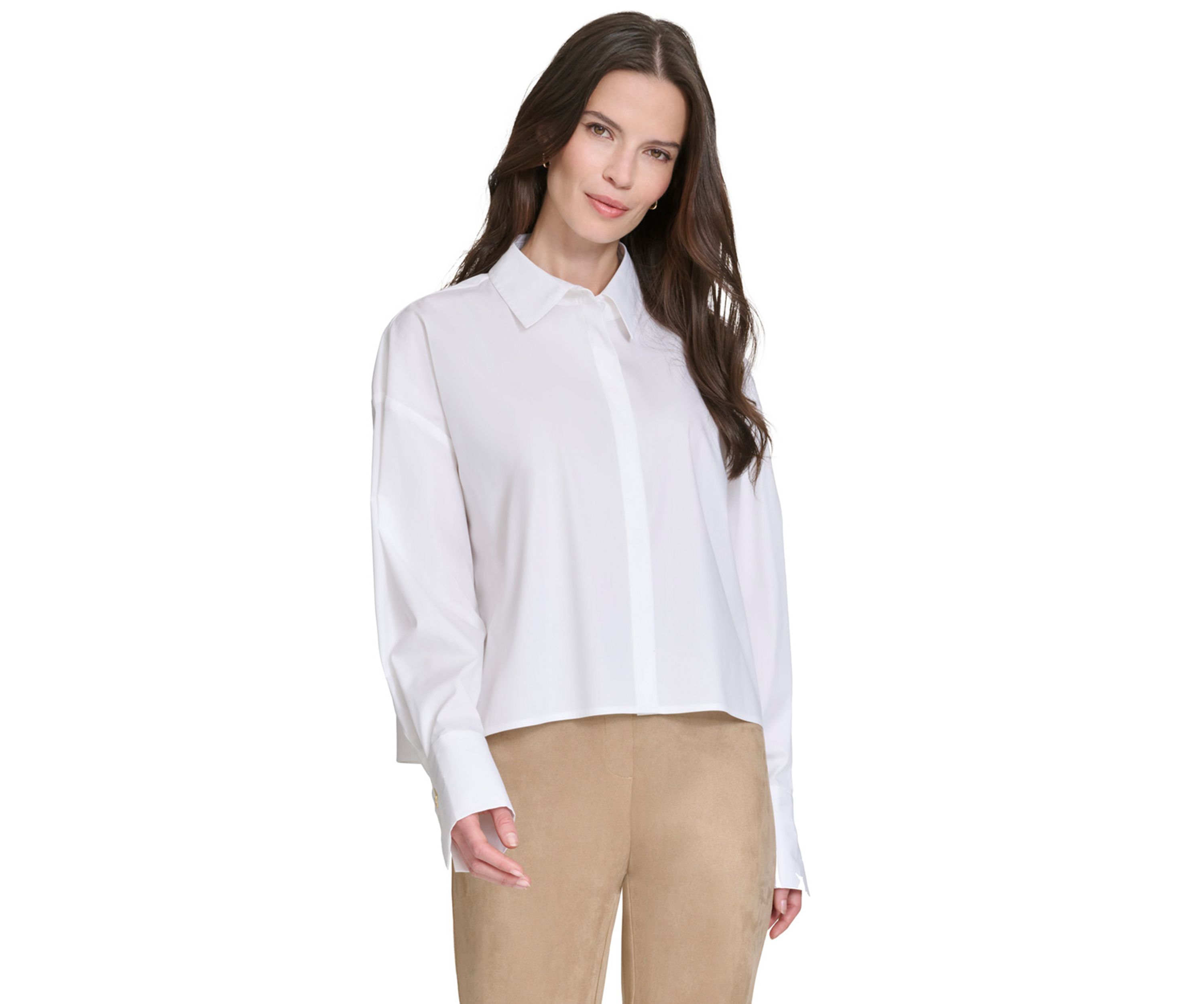 Womens High Low Classic Button Up Top