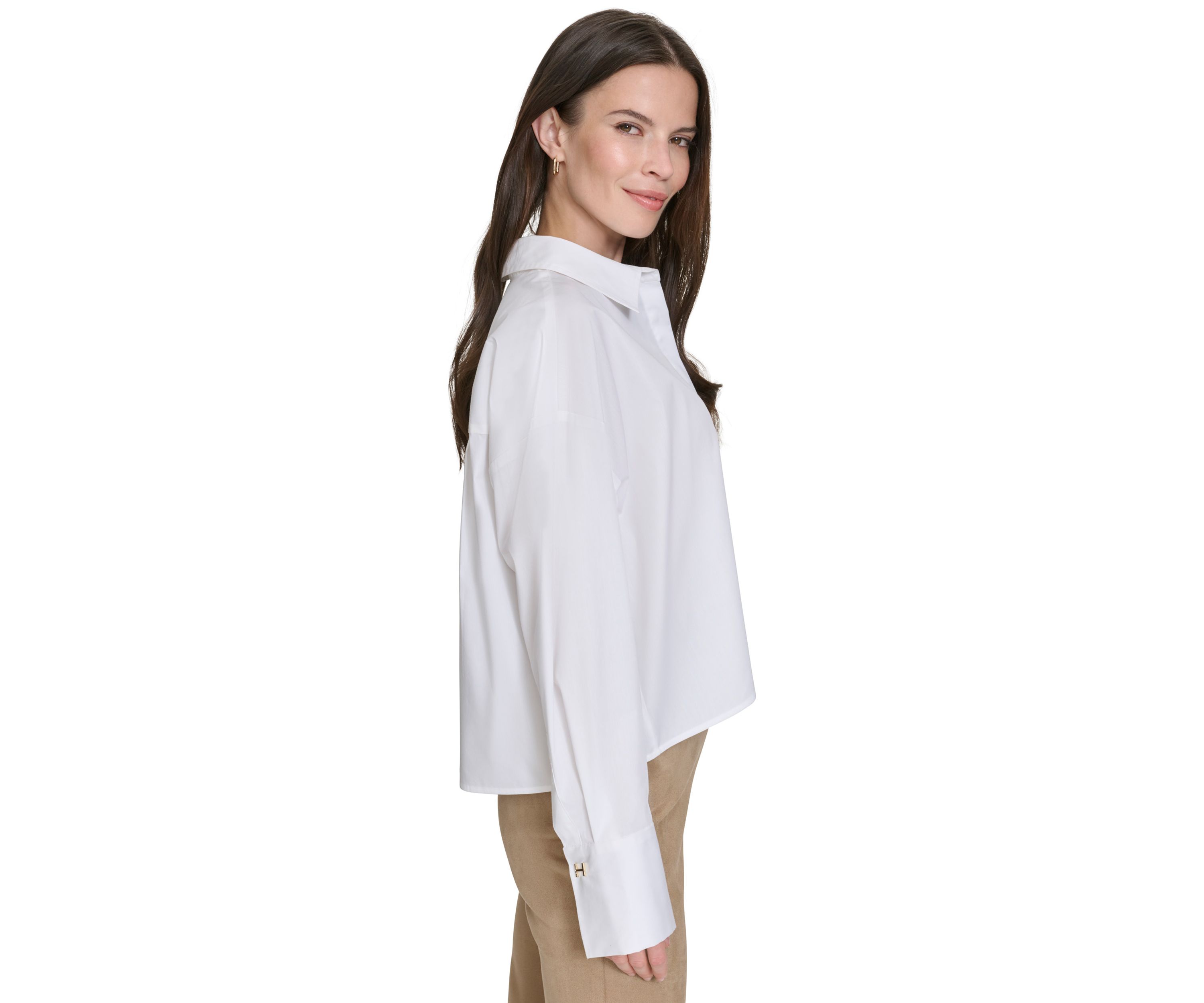Womens High Low Classic Button Up Top