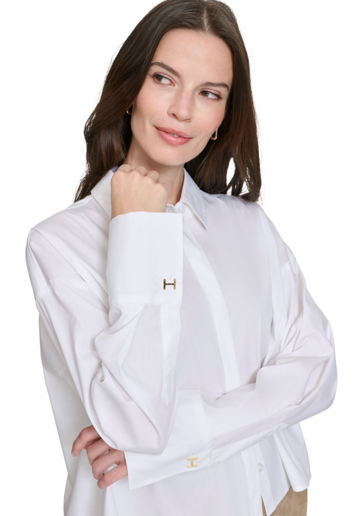 Womens High Low Classic Button Up Top