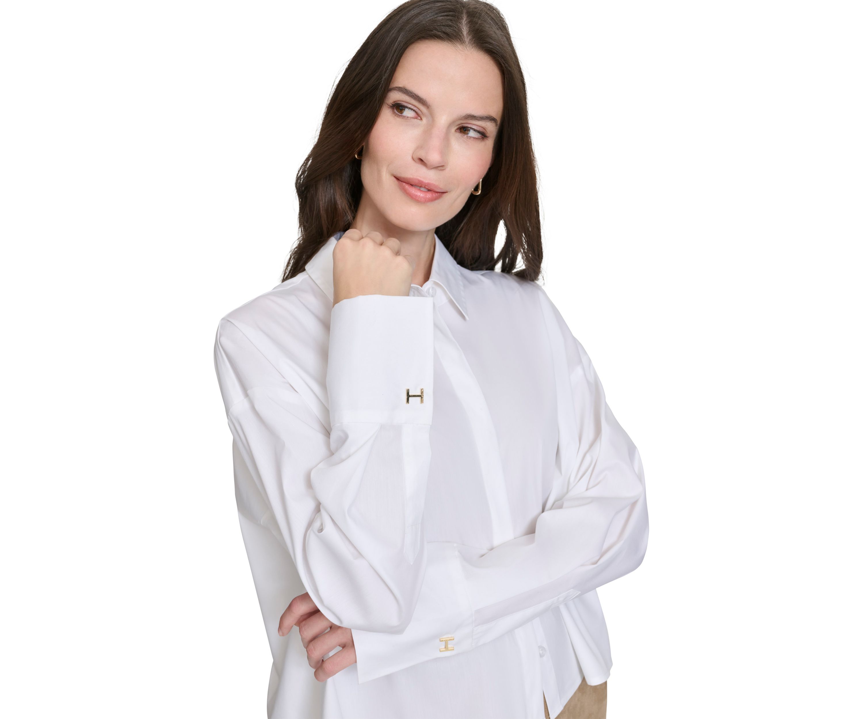 Womens High Low Classic Button Up Top