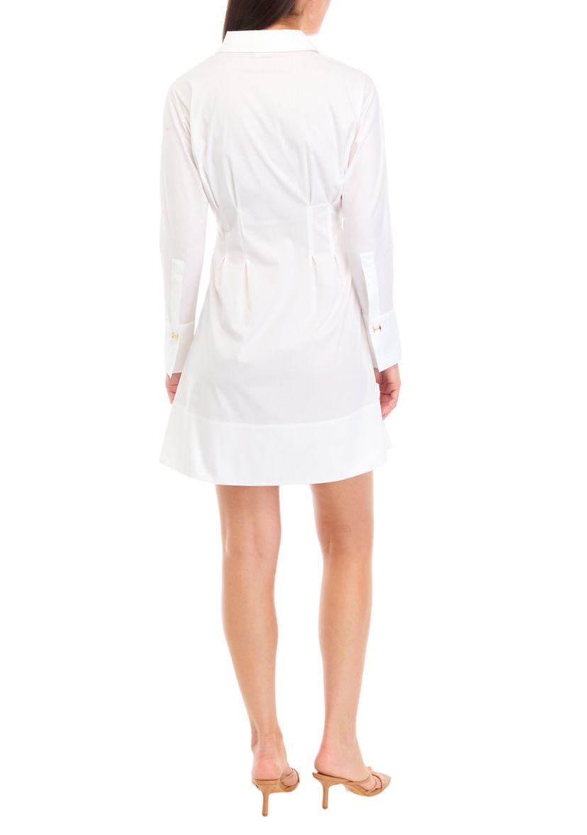 Womens Pleated Button Up Tunic