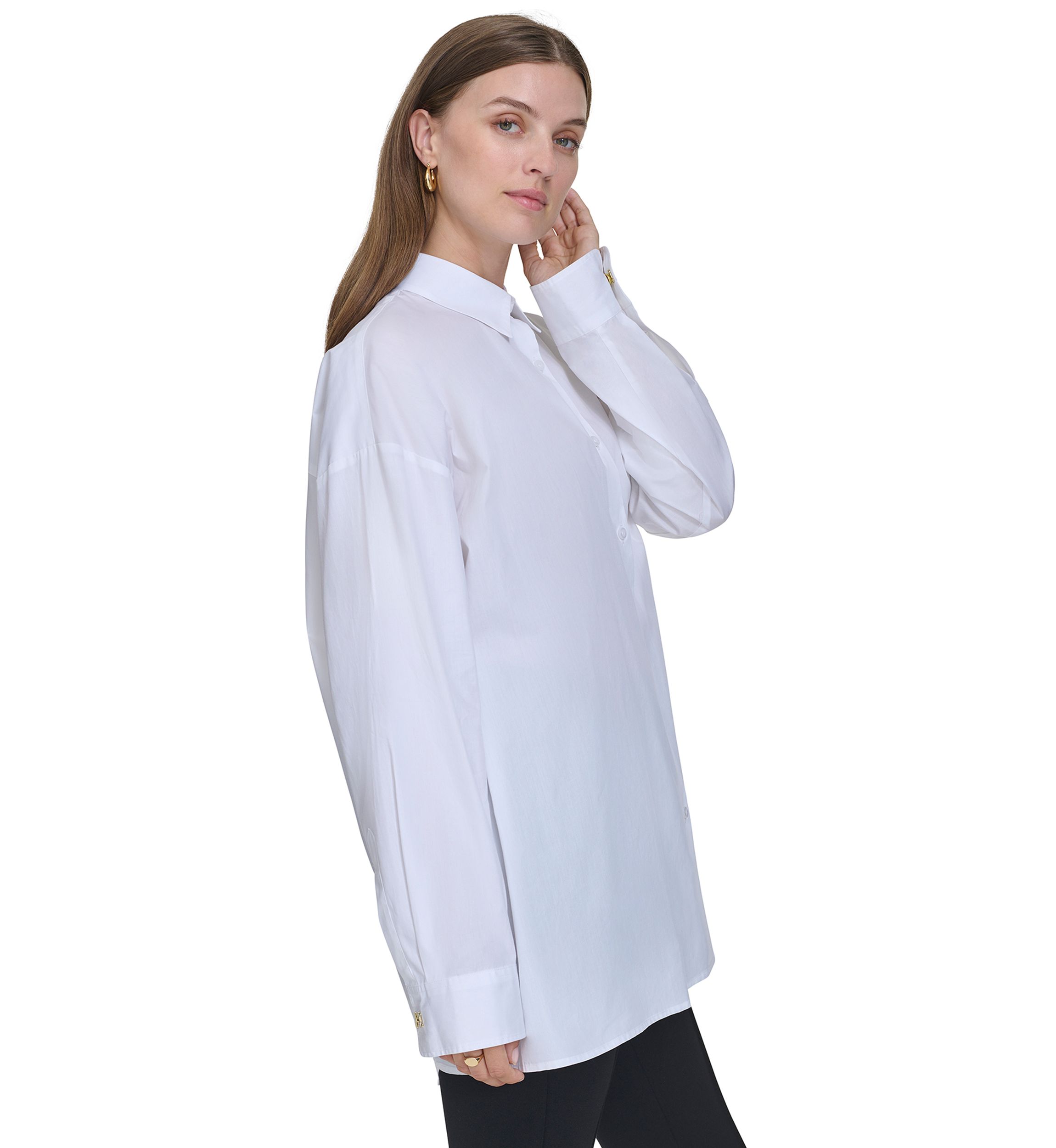 Womens Oversized Classic Button Up Shirt
