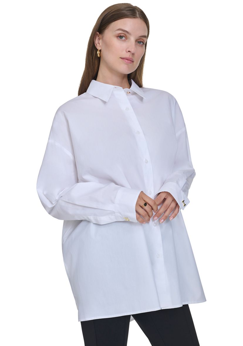 Womens Oversized Classic Button Up Shirt