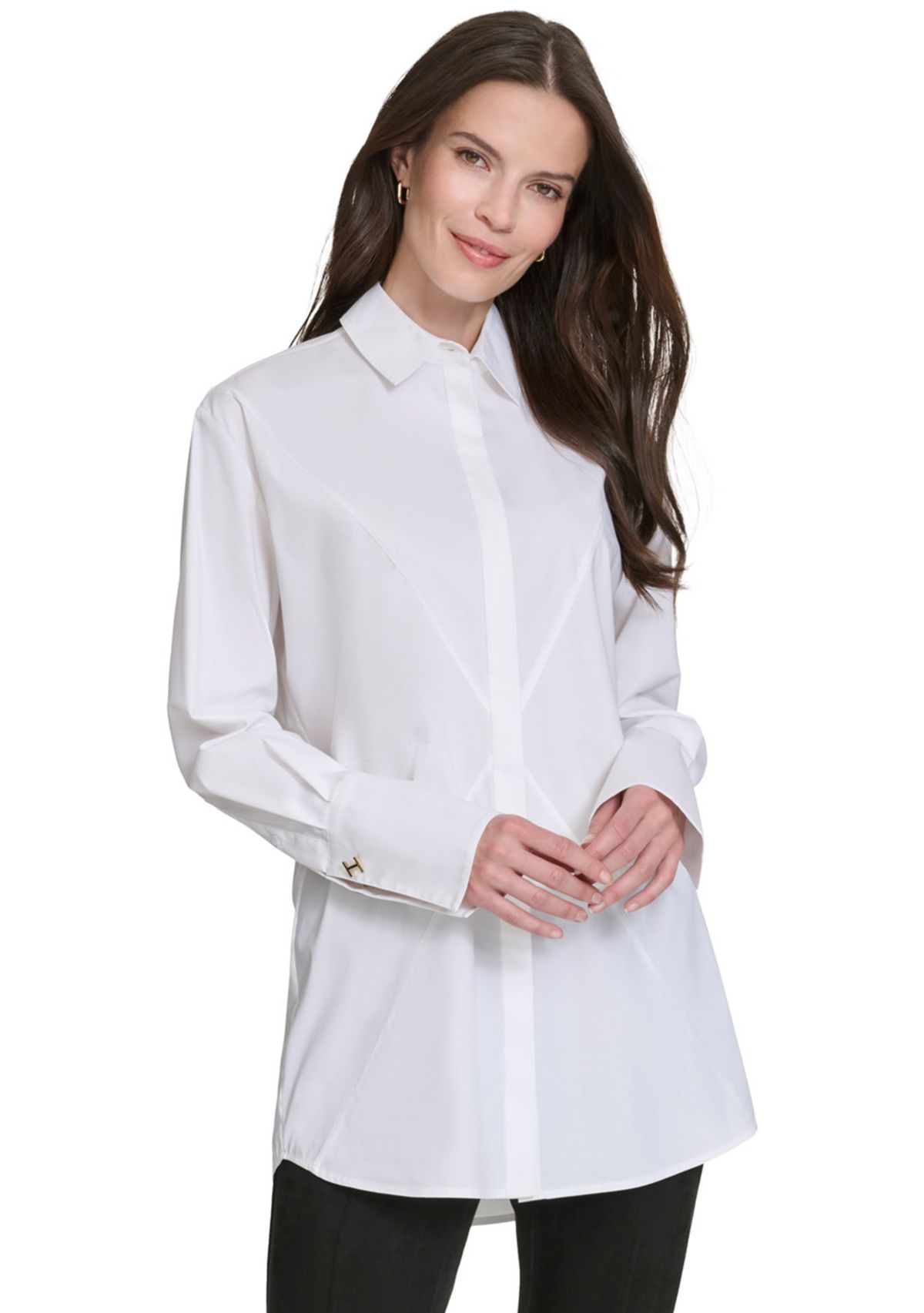 Womens Starburst Seam Button Up Top