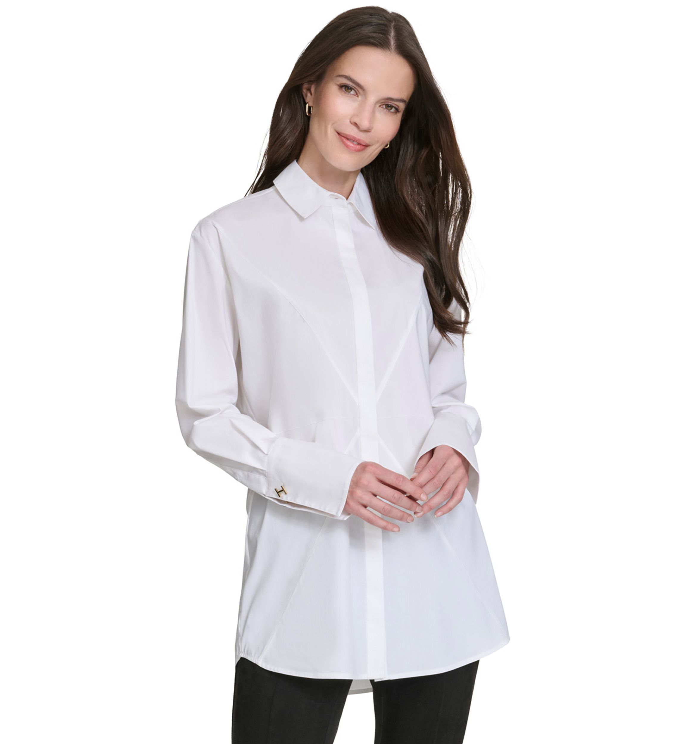 Womens Starburst Seam Button Up Top