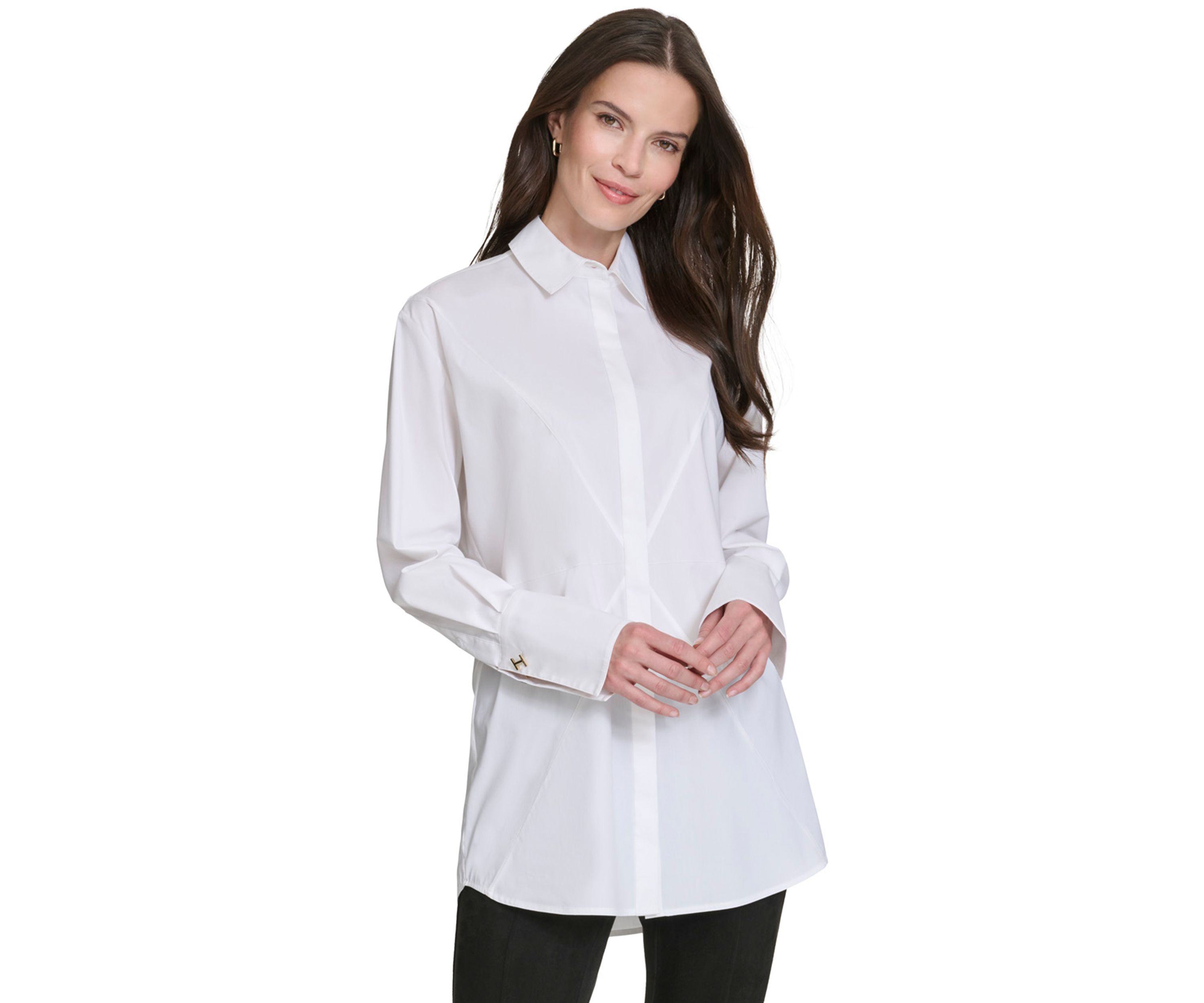 Womens Starburst Seam Button Up Top