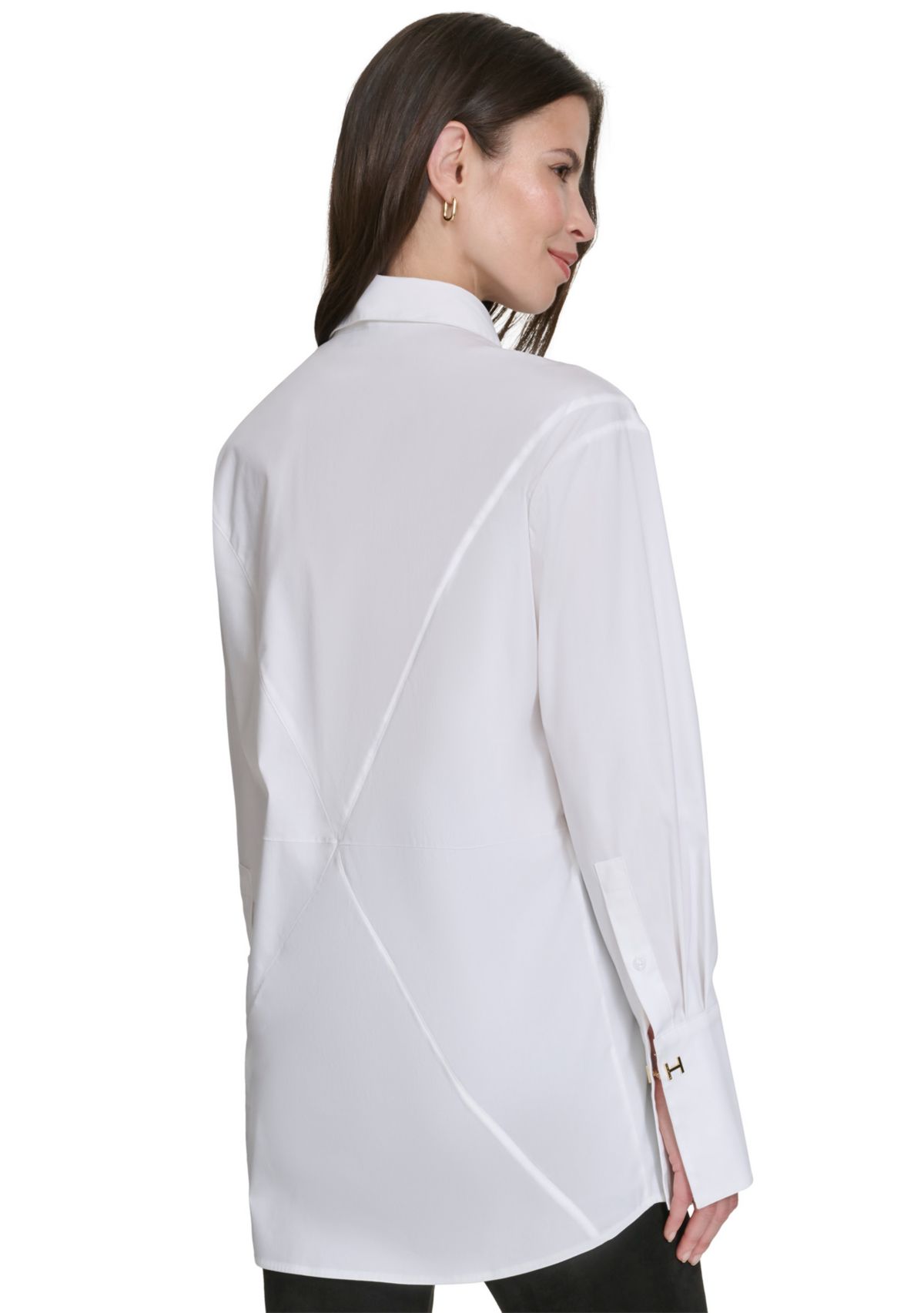 Womens Starburst Seam Button Up Top