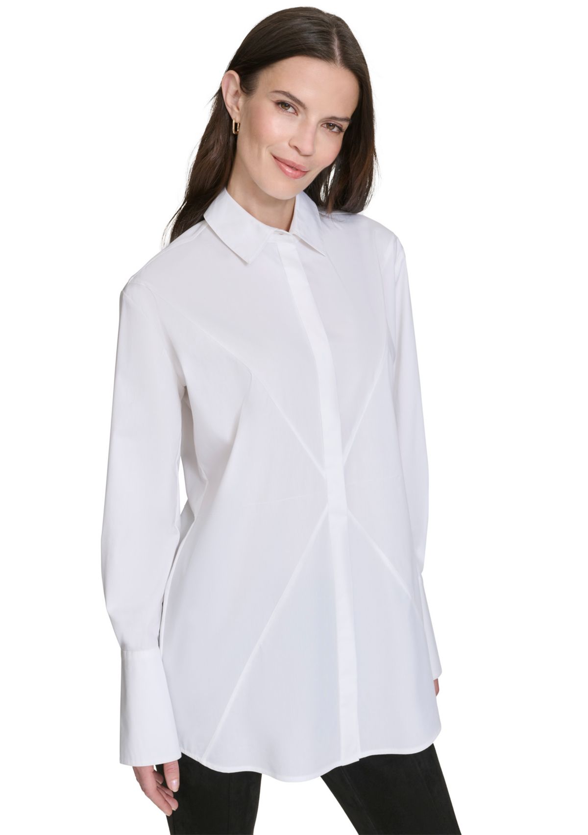 Womens Starburst Seam Button Up Top