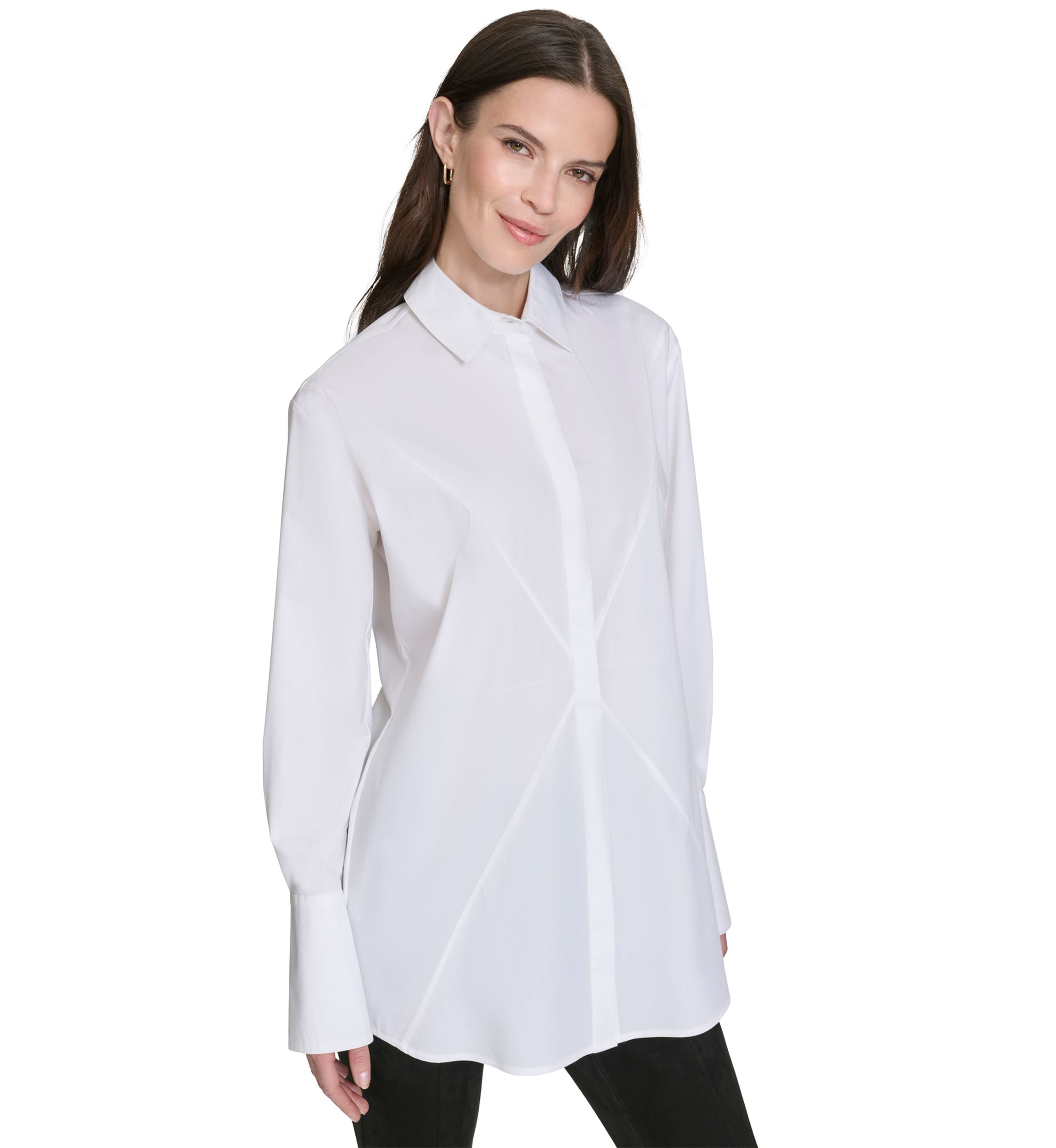 Womens Starburst Seam Button Up Top