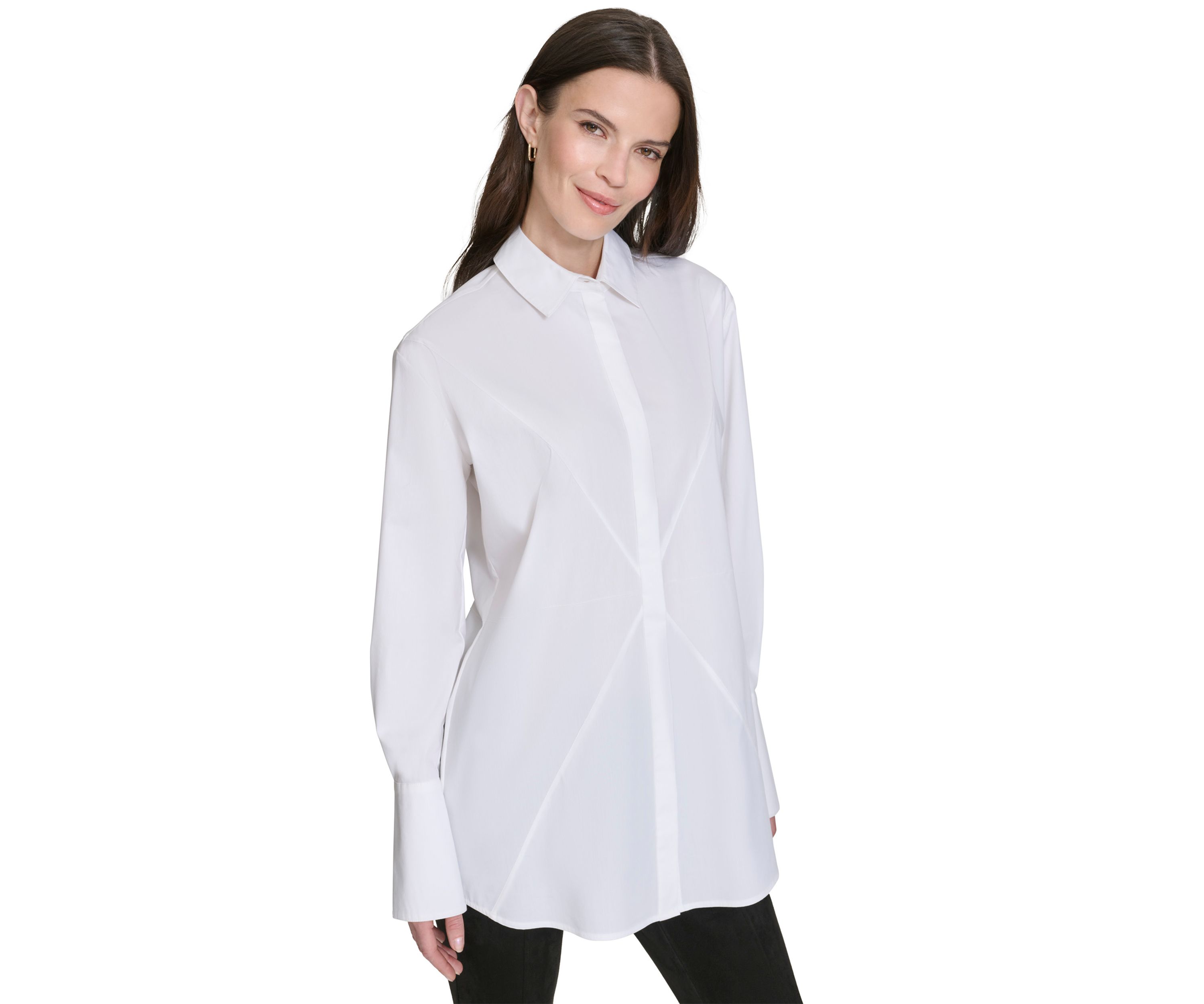 Womens Starburst Seam Button Up Top