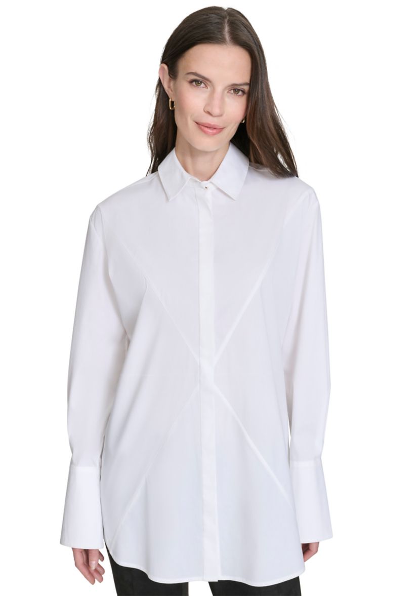 Womens Starburst Seam Button Up Top