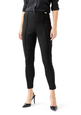 Halston Women's Vegan Suede Pants, Black, XL