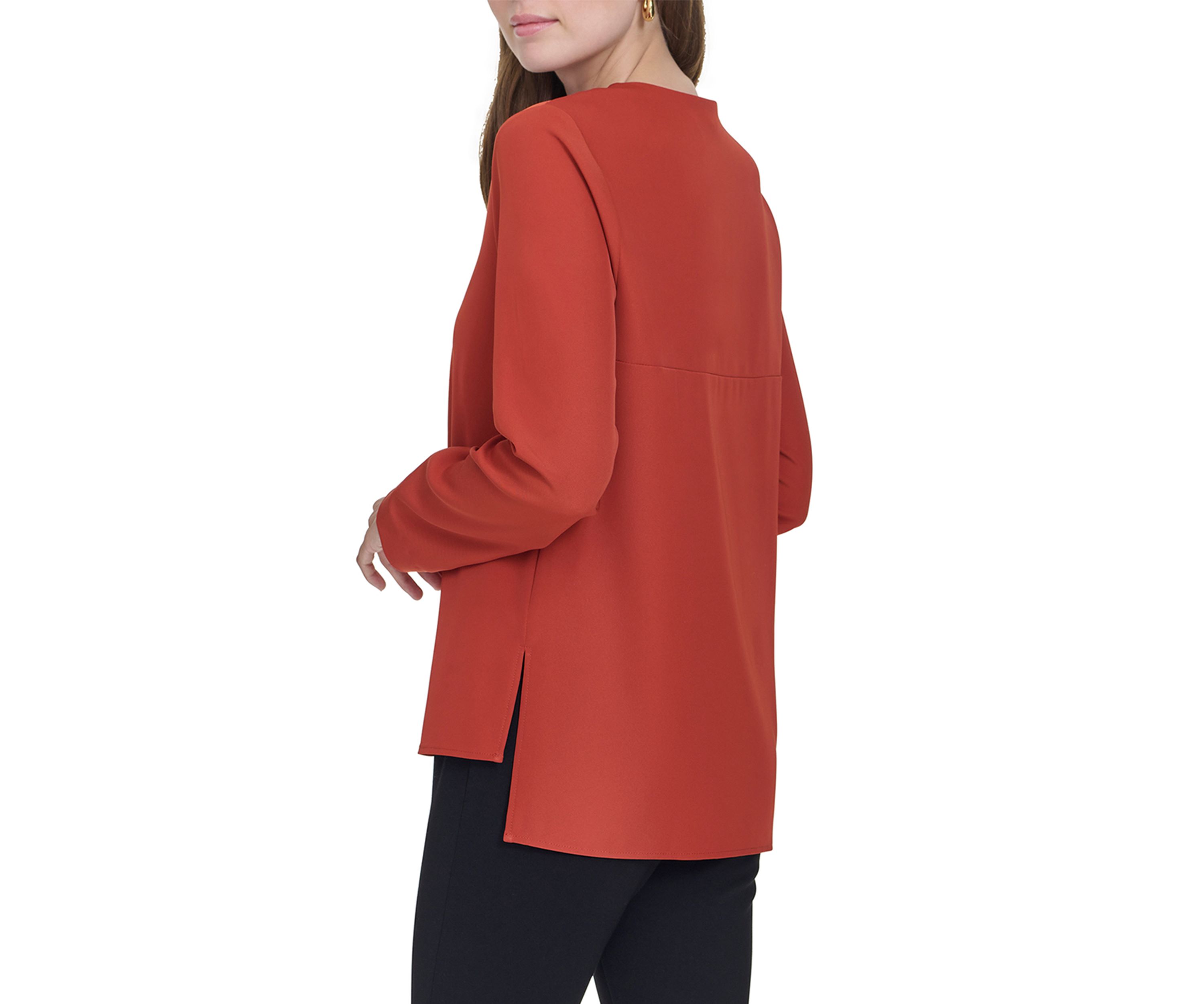 Womens Long Sleeve Zip Neck Top 