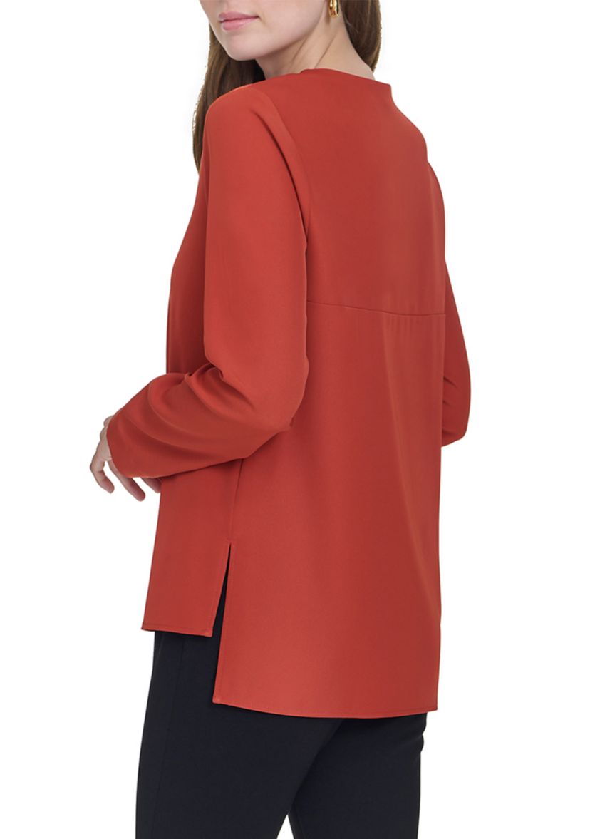 Womens Long Sleeve Zip Neck Top 