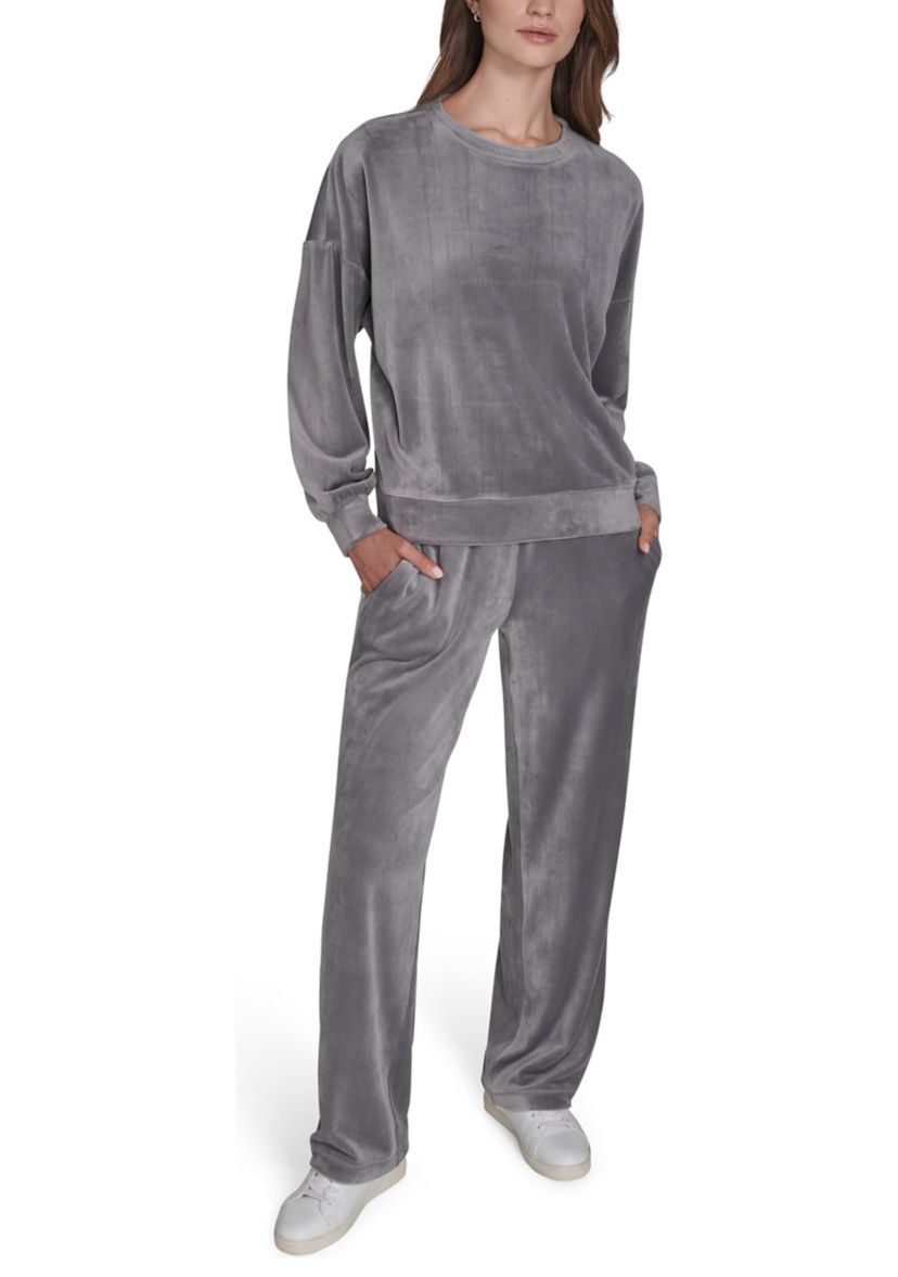 Drawstring Velour Sweatpants 
