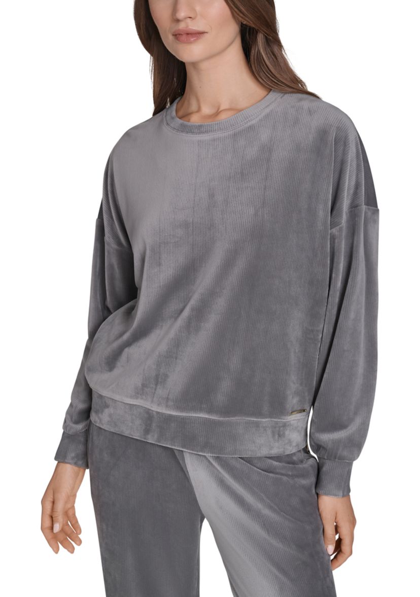 Side Zip Velour Sweatshirt