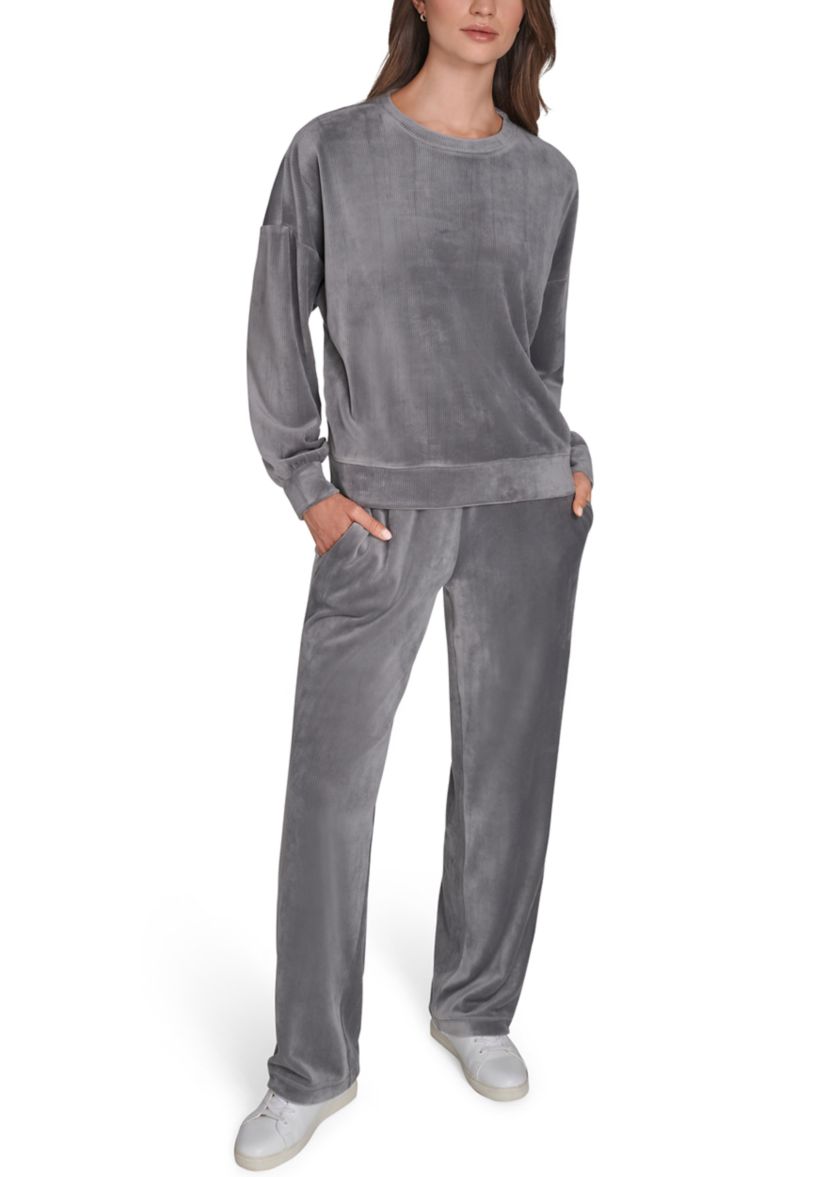 Side Zip Velour Sweatshirt