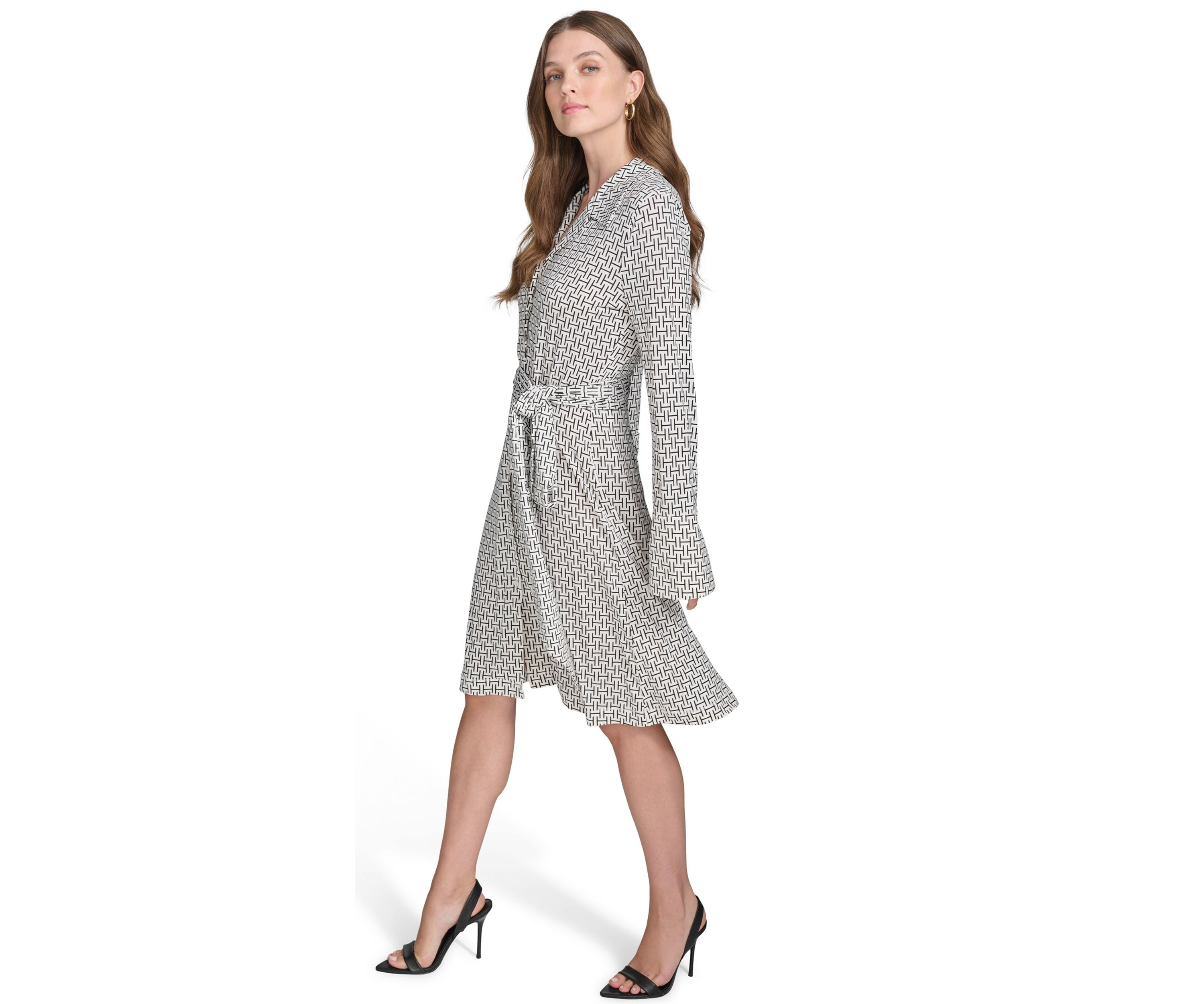 Womens Tie Waist Collared Shirt Dress