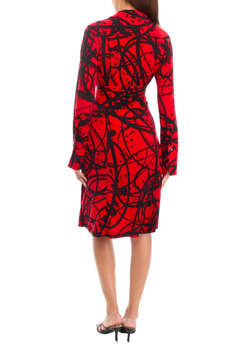 Womens Tie Waist Collared Shirt Dress