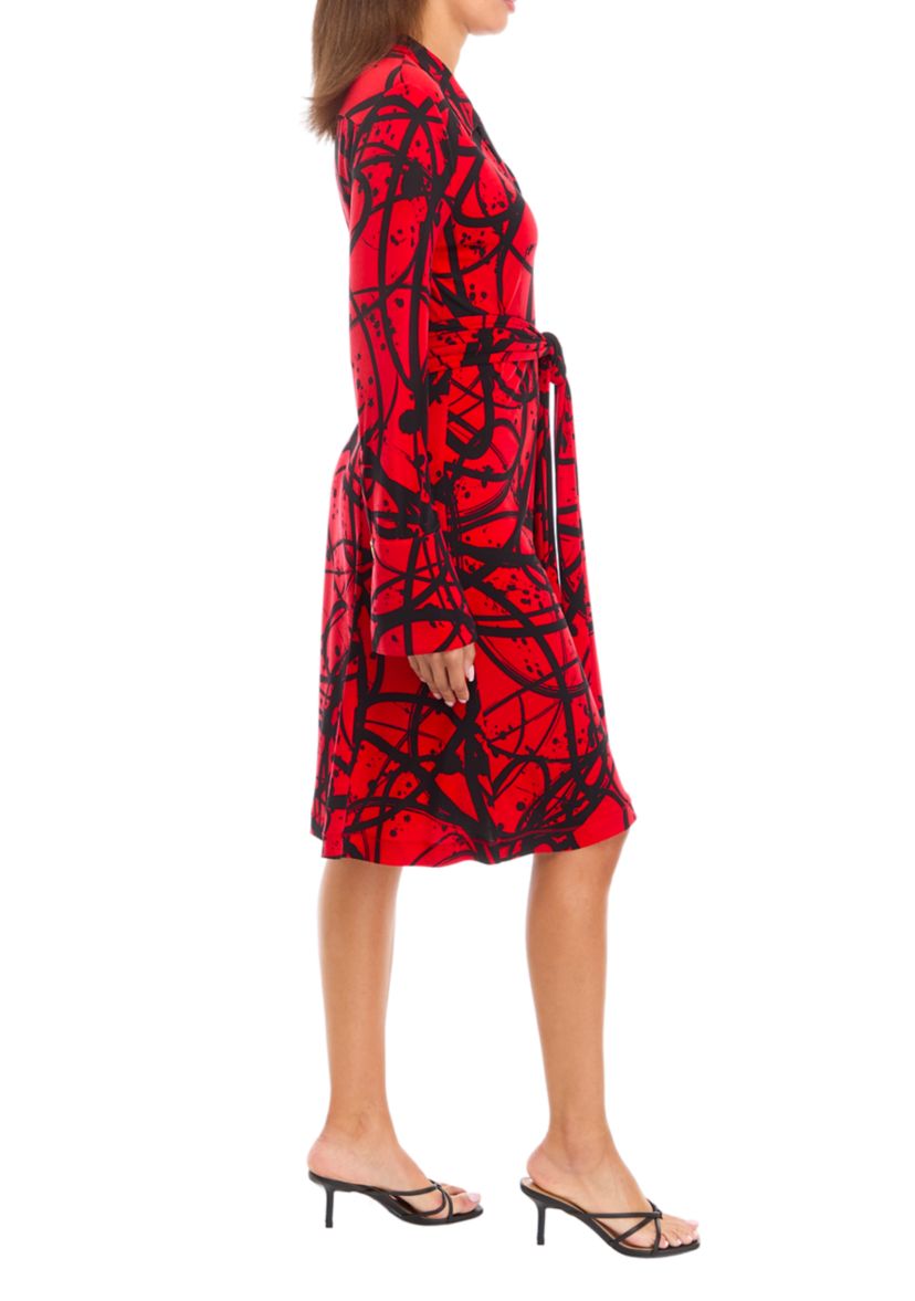 Womens Tie Waist Collared Shirt Dress