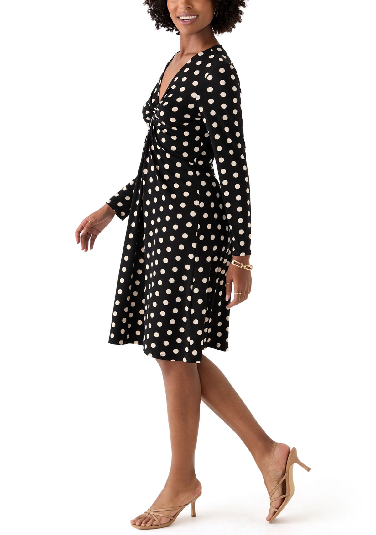 Printed Surplice Long Sleeve Dress