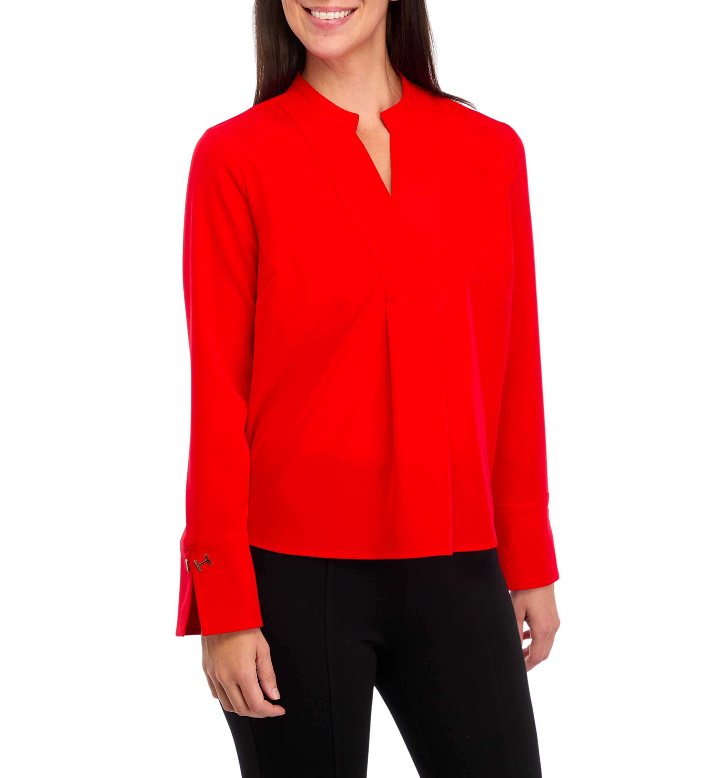 Womens V-Neck Cropped Tunic Top 