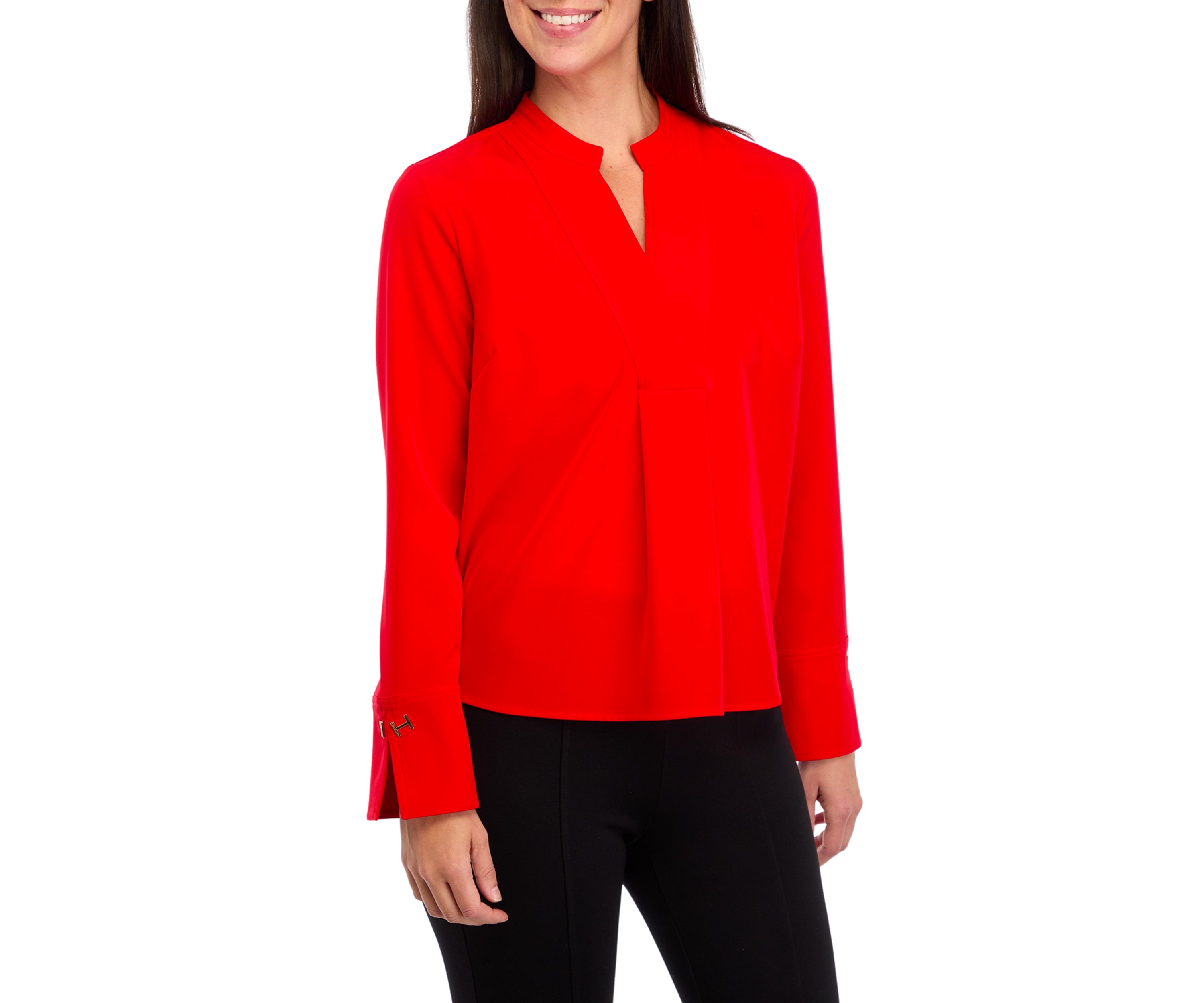 Womens V-Neck Cropped Tunic Top 