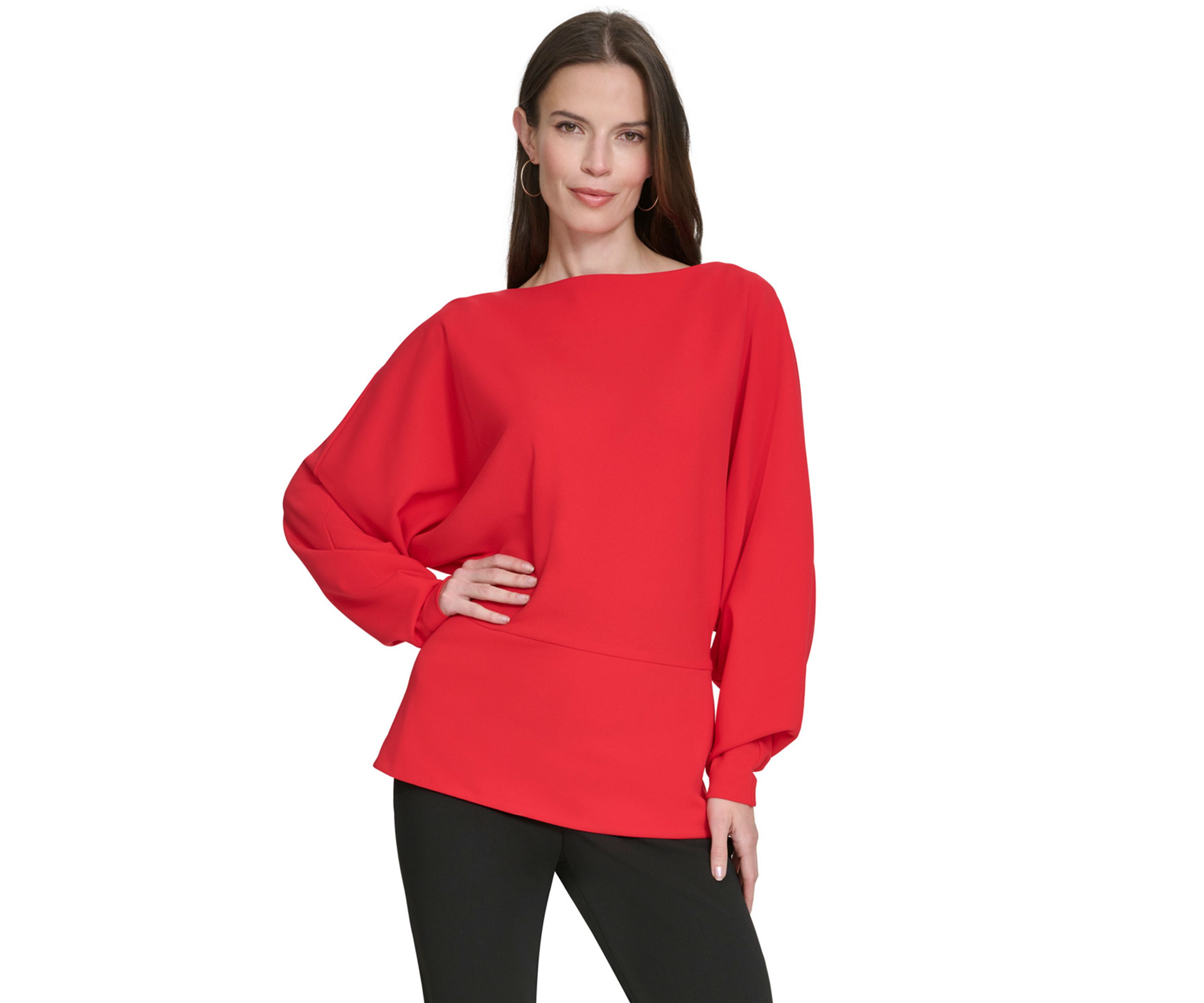 Womens Blouson Sleeve Peplum Top