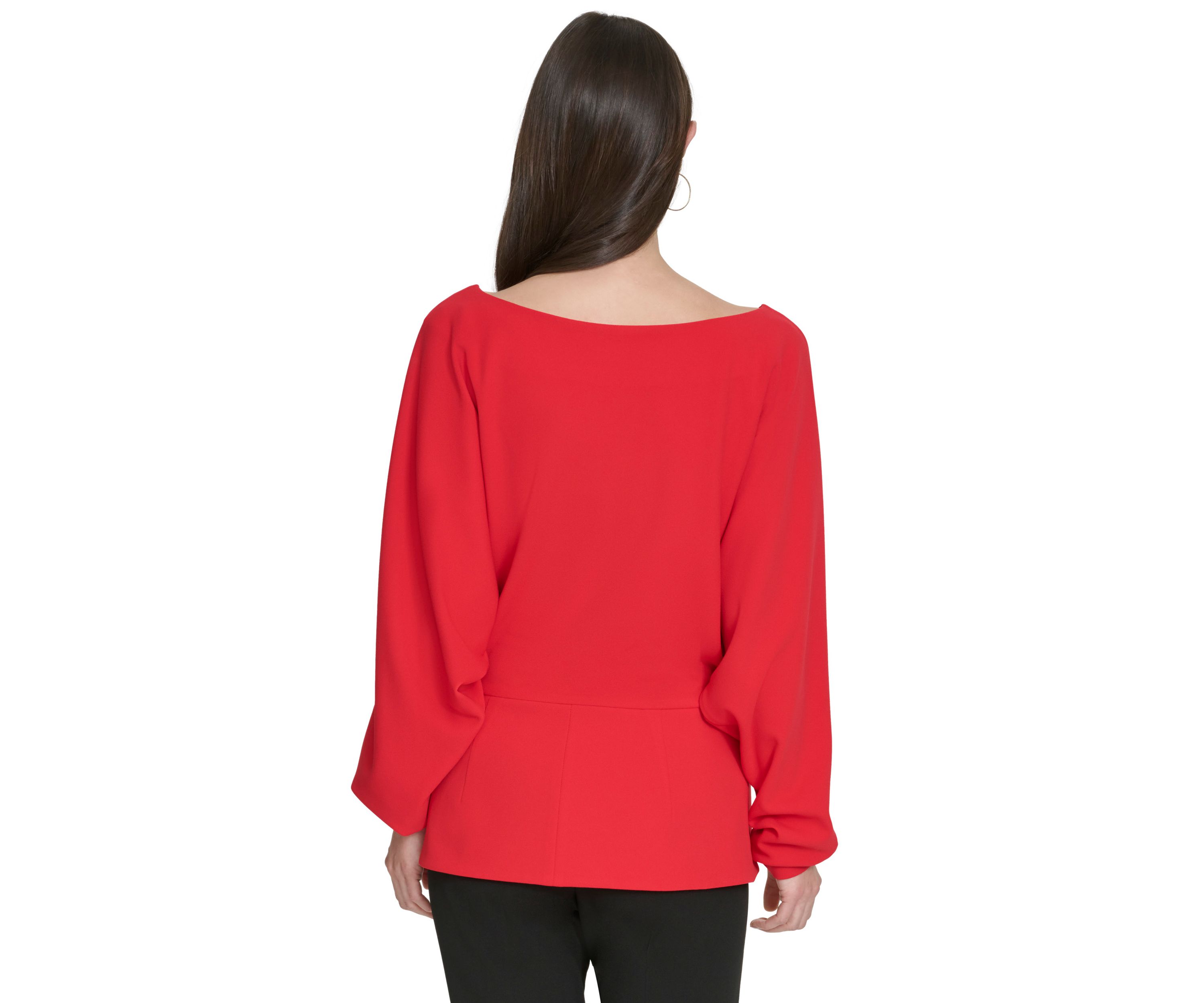 Womens Blouson Sleeve Peplum Top
