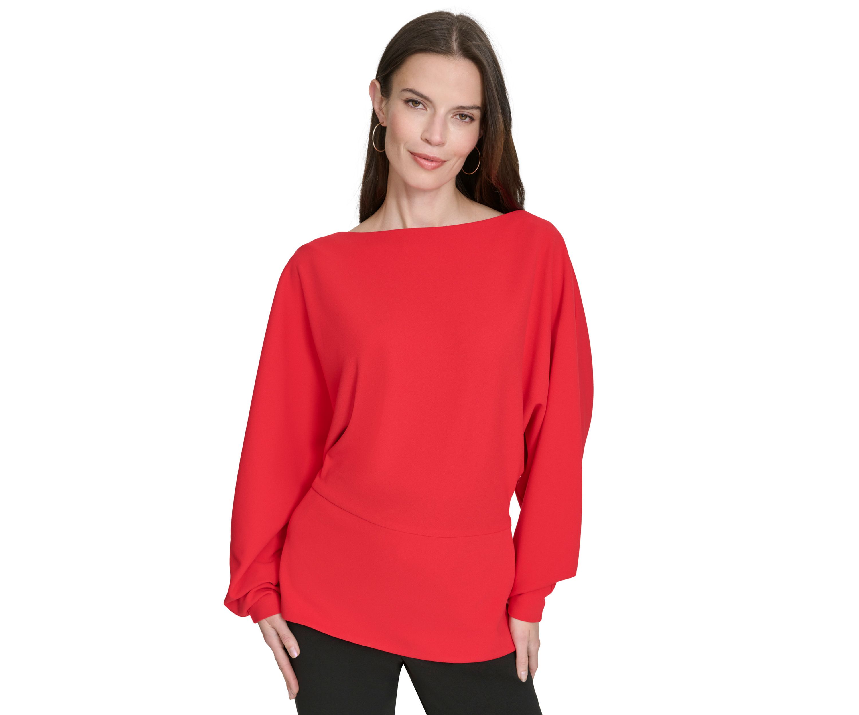 Womens Blouson Sleeve Peplum Top