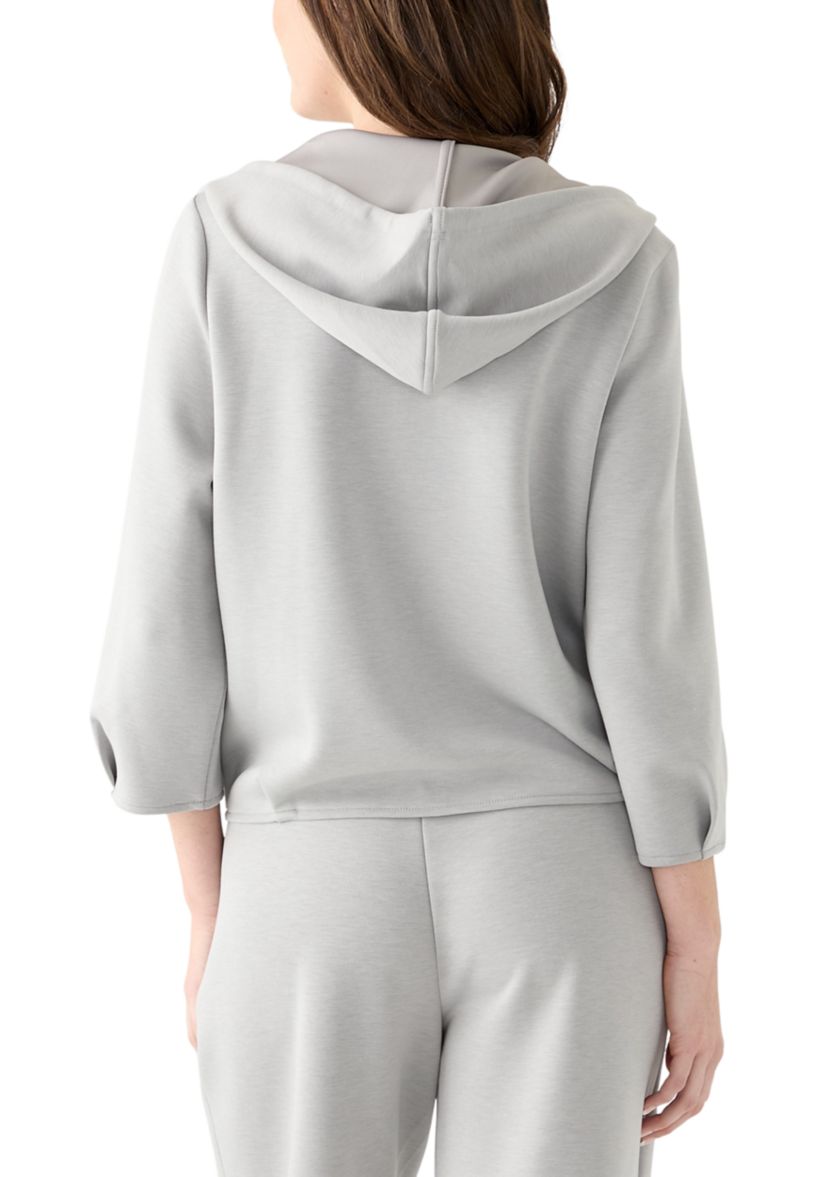 Womens Long Sleeve Zip Front Scuba Hoodie