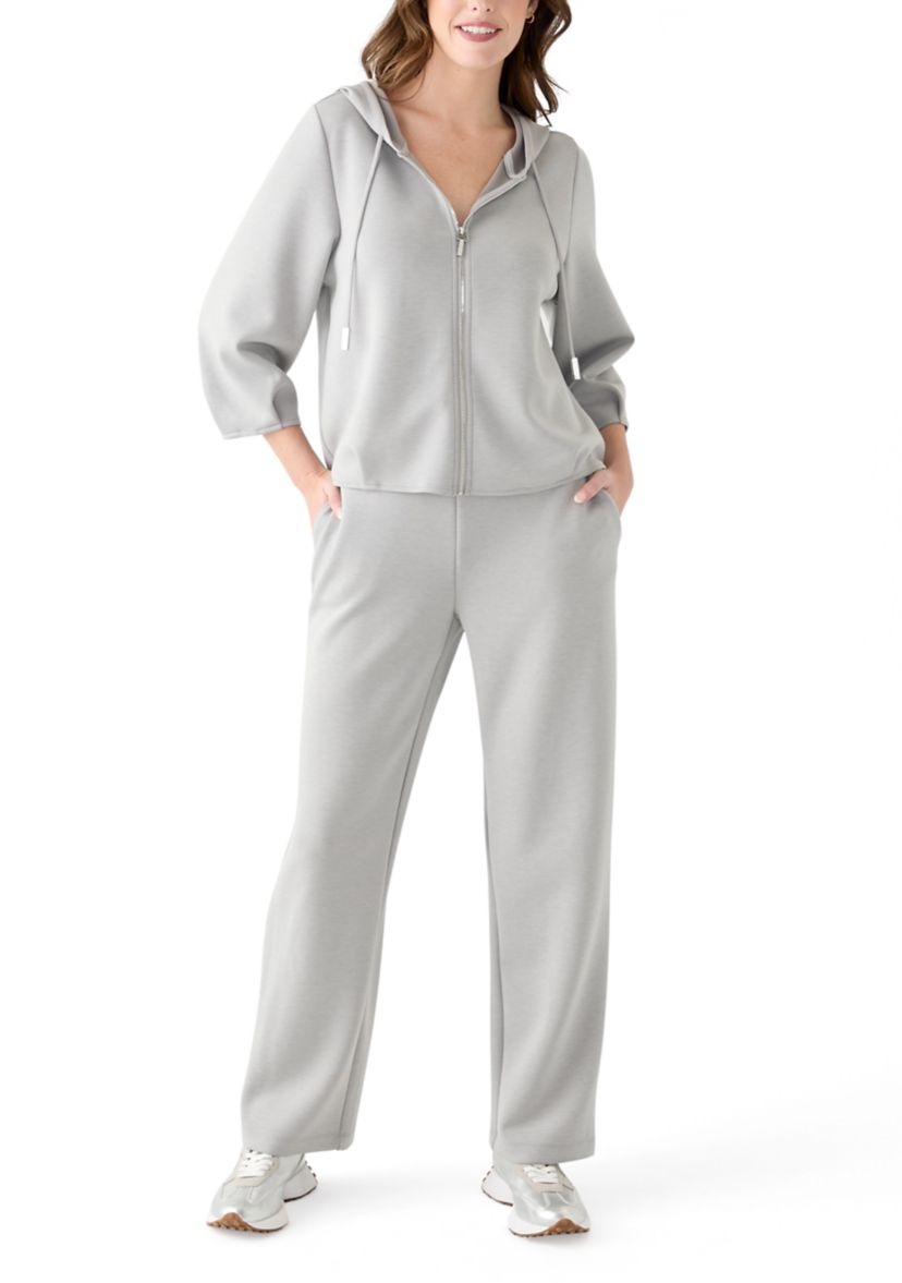 Womens Long Sleeve Zip Front Scuba Hoodie