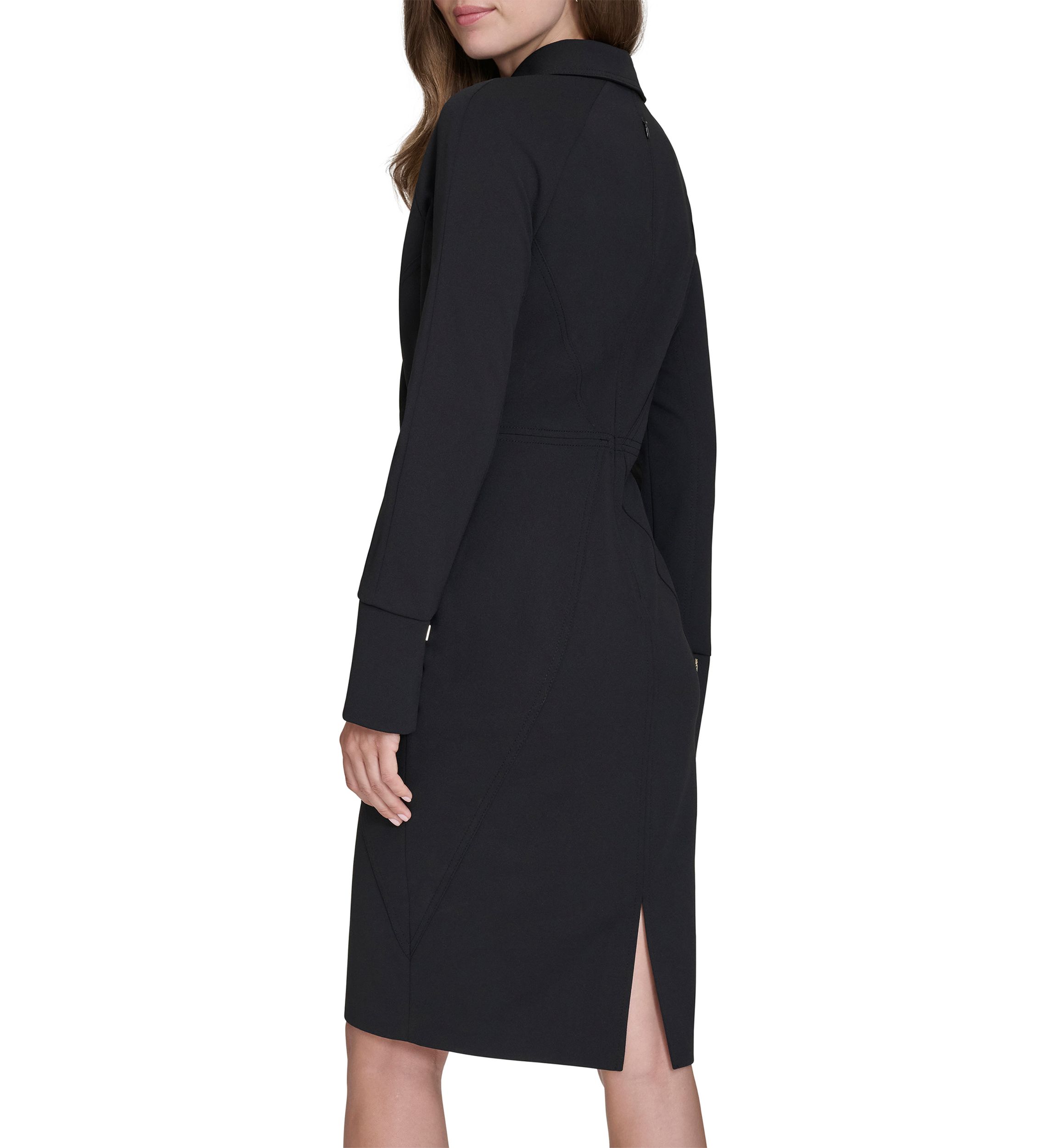 Womens Long Sleeve Zip Collar Dress