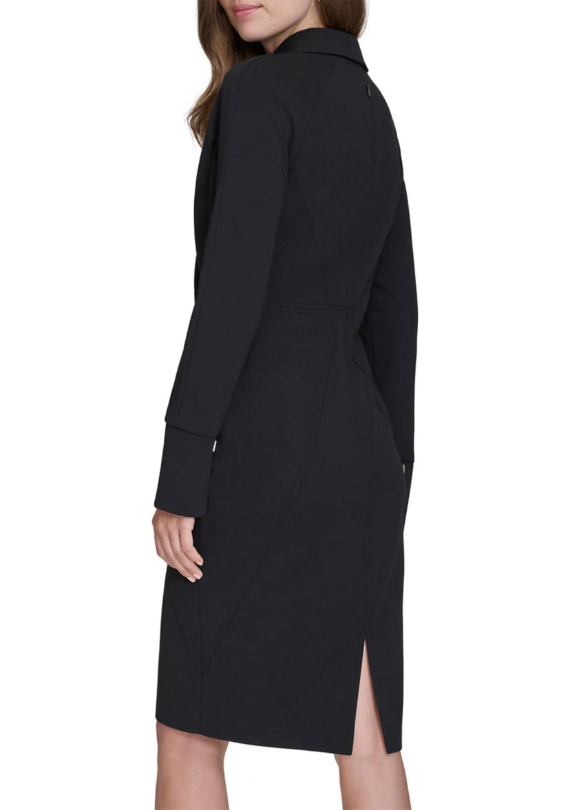 Womens Long Sleeve Zip Collar Dress
