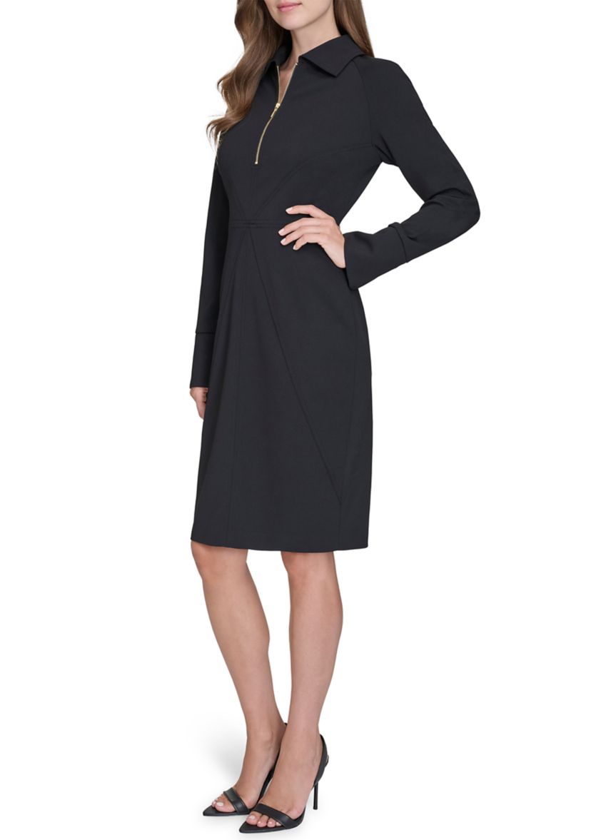 Womens Long Sleeve Zip Collar Dress