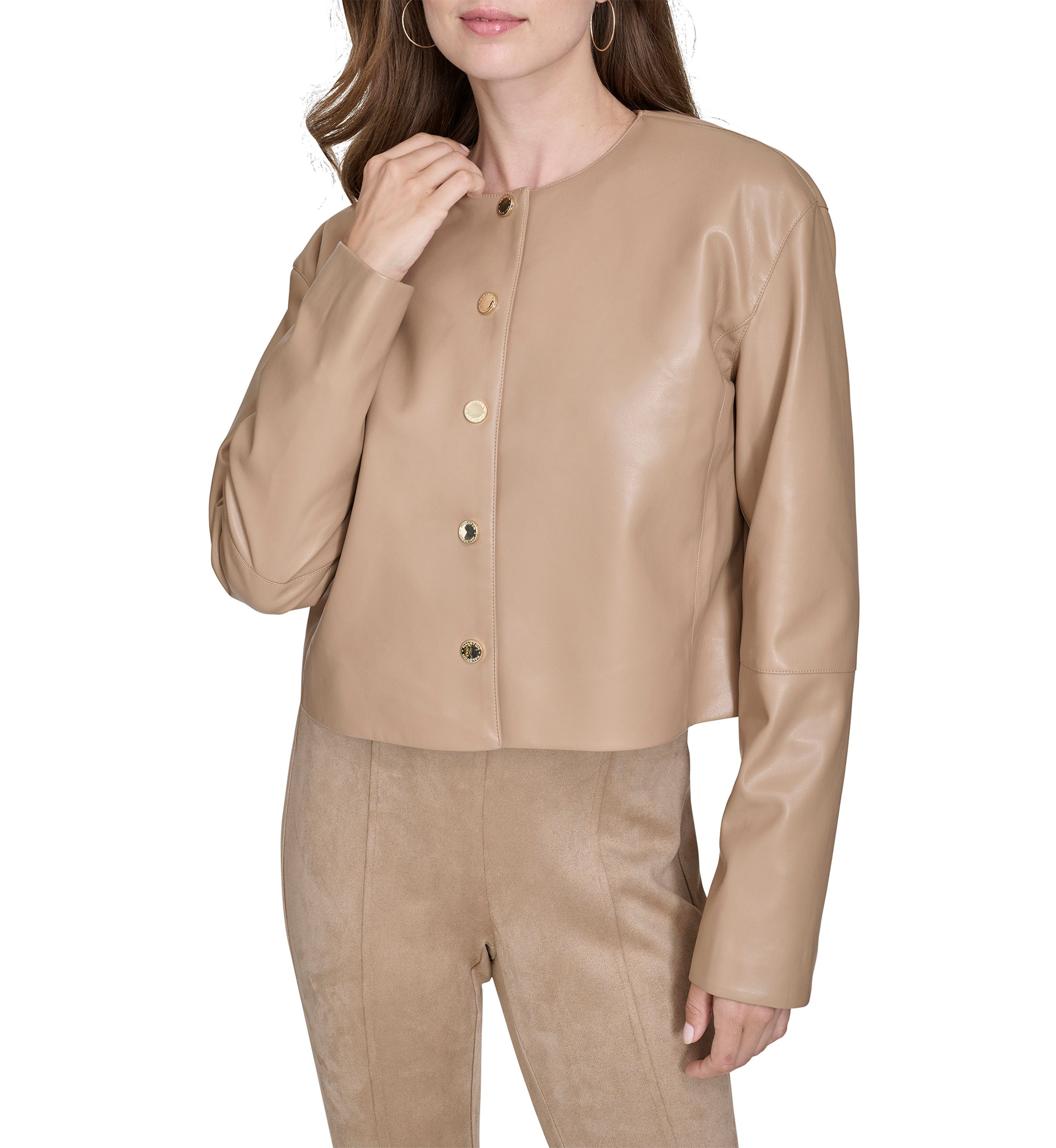 Womens Vegan Leather Short Jacket 