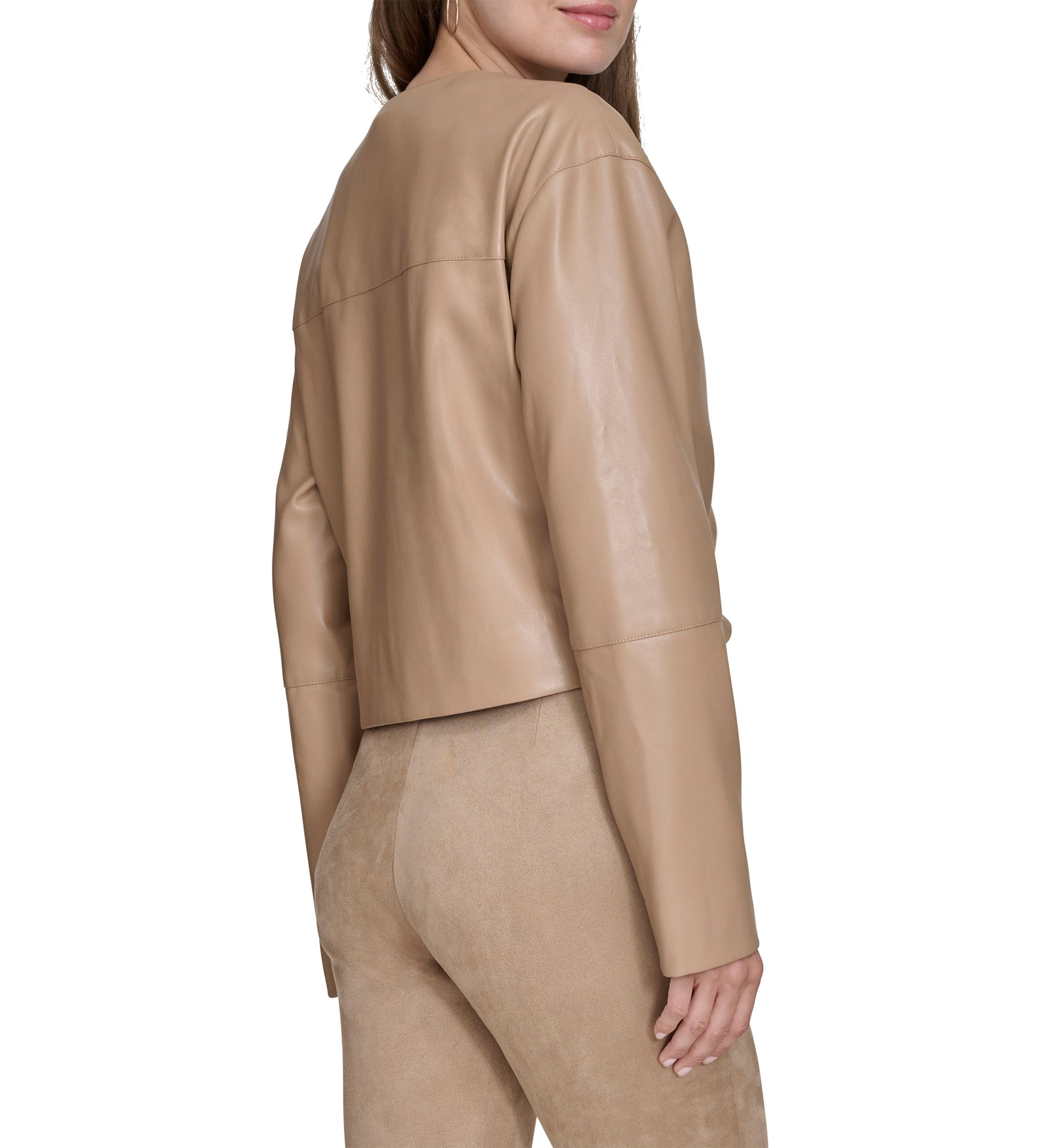 Womens Vegan Leather Short Jacket 