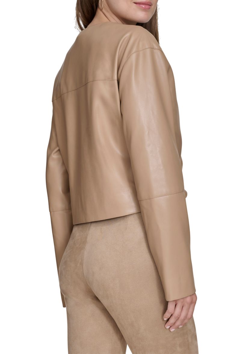 Womens Vegan Leather Short Jacket 