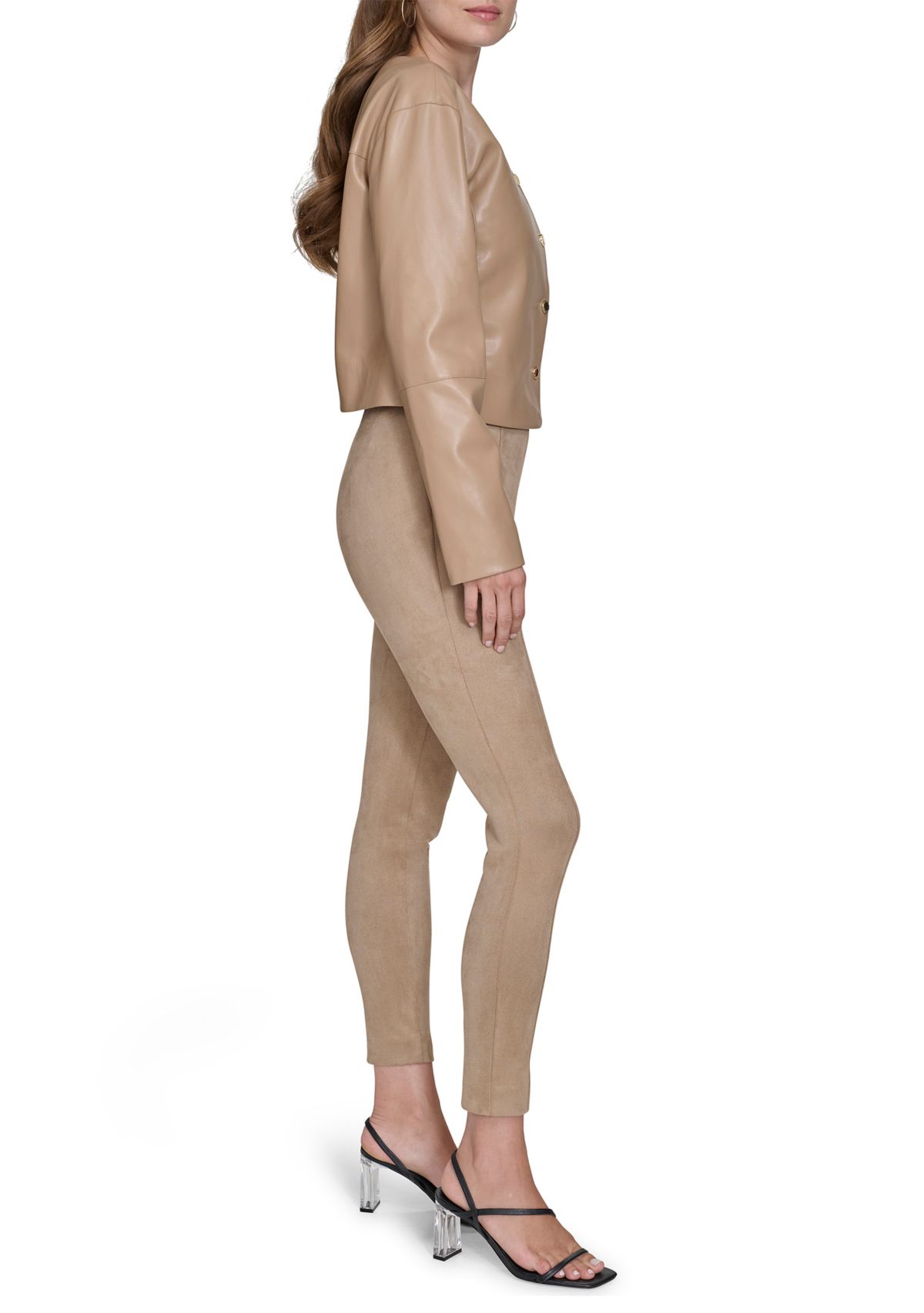 Womens Vegan Leather Short Jacket 