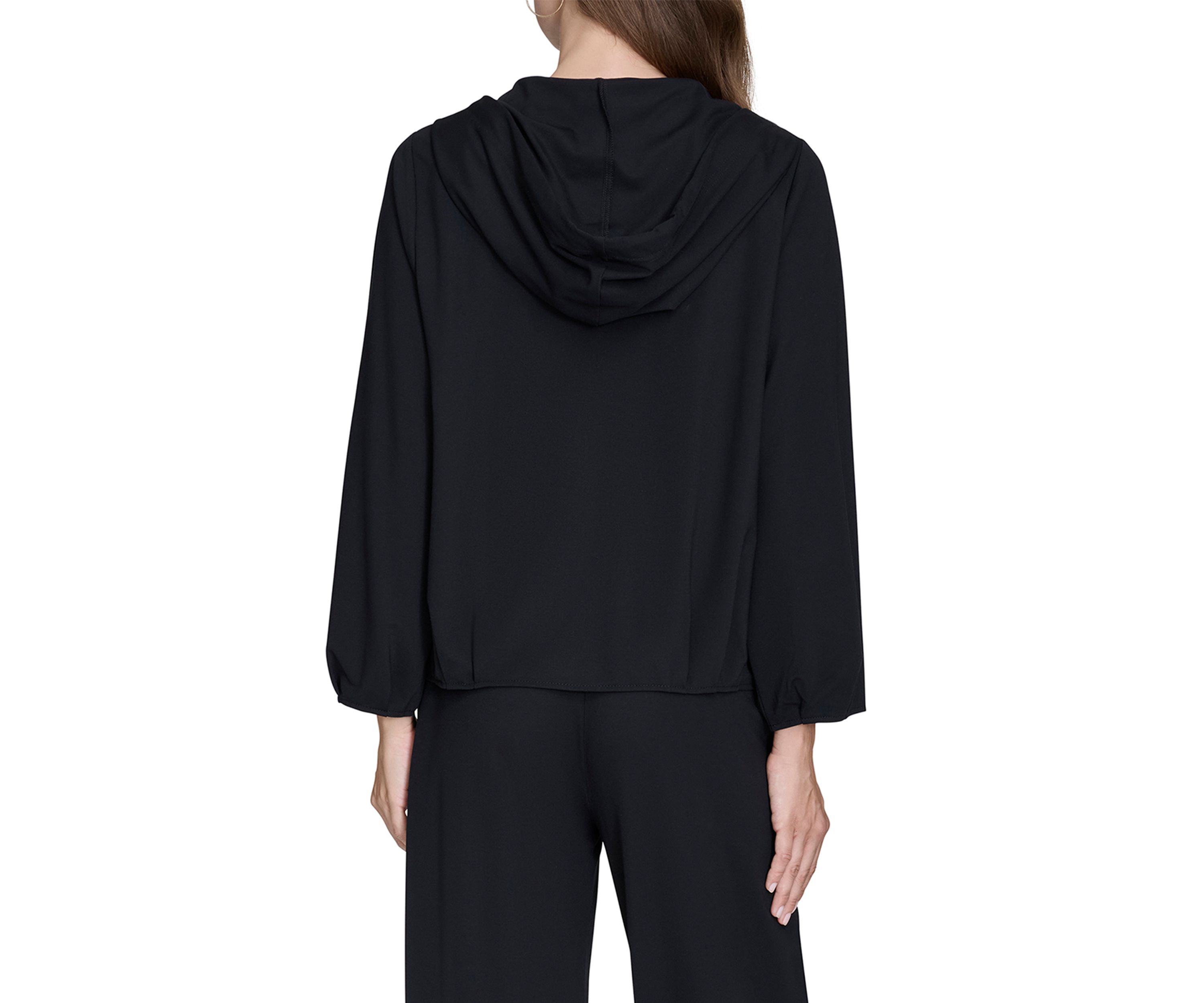 Womens Long Sleeve Zip Front Scuba Hoodie