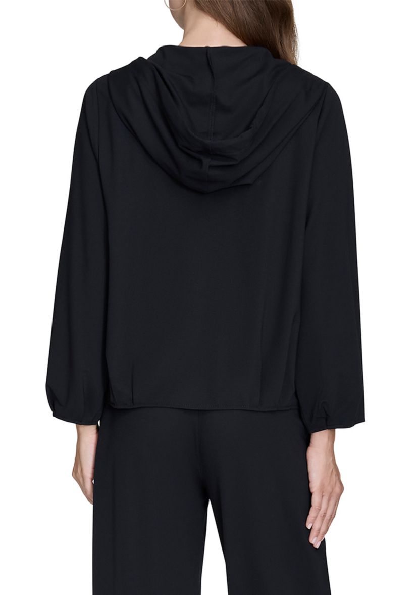 Womens Long Sleeve Zip Front Scuba Hoodie